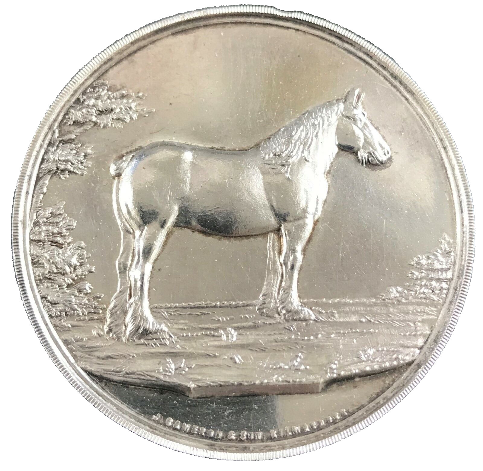 Antique Scottish Sterling Silver Best Filly Foal Watch Fob Award Medal 1926