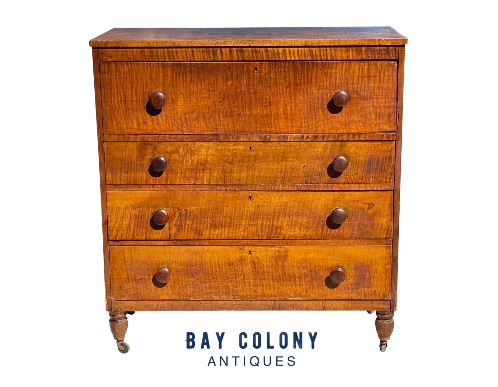 FEDERAL TIGER MAPLE COUNTRY BUTLER’S DESK IN ORIGINAL SURFACE CIRCA 1790 – 1810