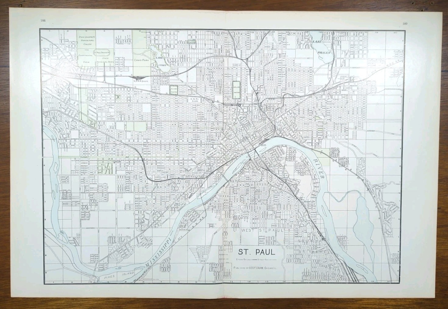 Vintage 1911 ST PAUL MINNESOTA Map 15″x22″ ~ Old Antique Original COMO PARK