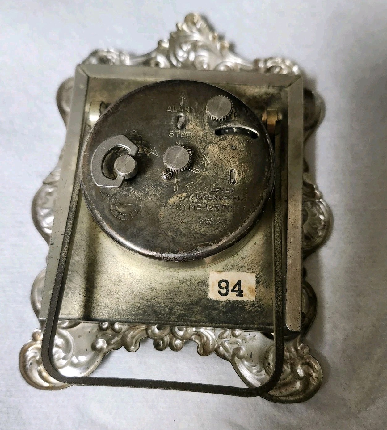 Vintage Gorham Sterling Silver Repousse Rose Table Alarm Clock Works!