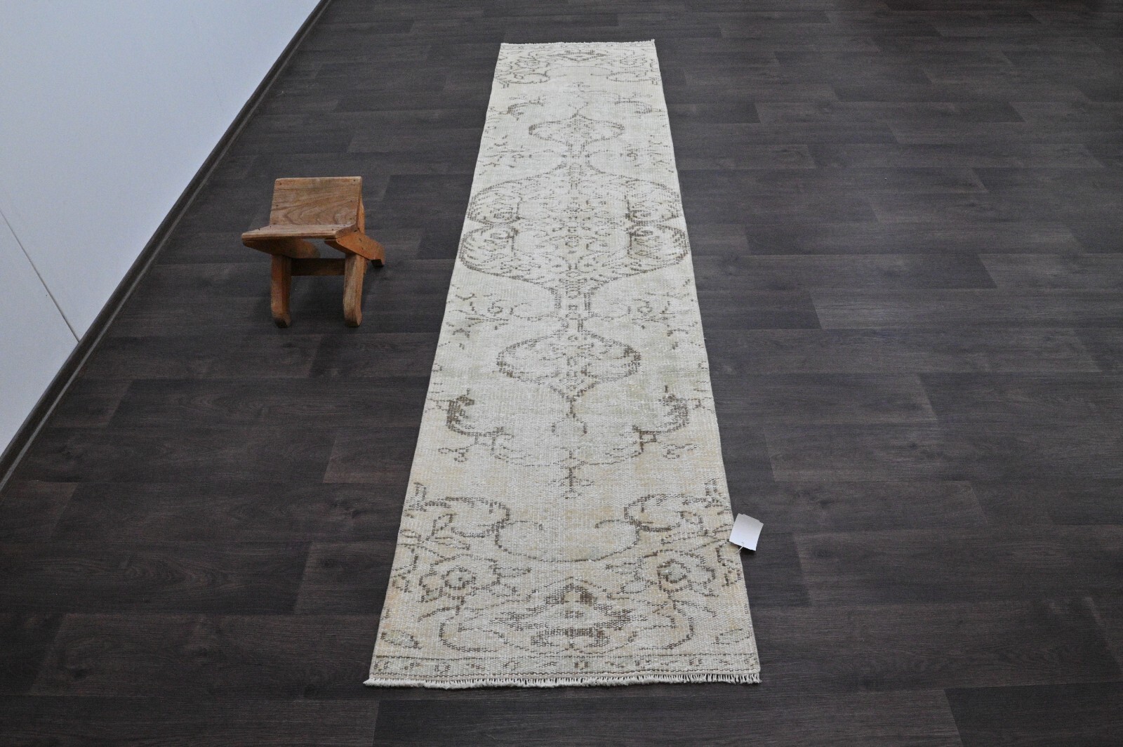 Vintage Turkish Runner Rug 2x9ft Wool Anatolian Handmade Hallway Oushak BEIGE