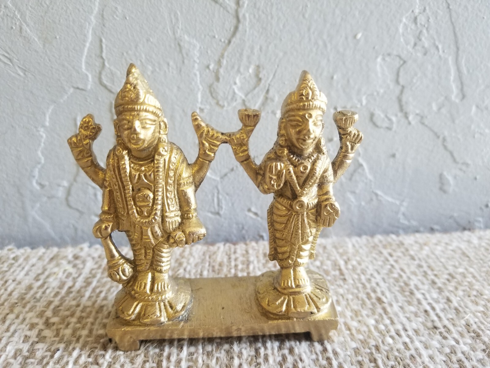 Lakshmi Narayan/Vishnu 100 % Brass Statue -3-inch Handcrafted Hindu Sculpture