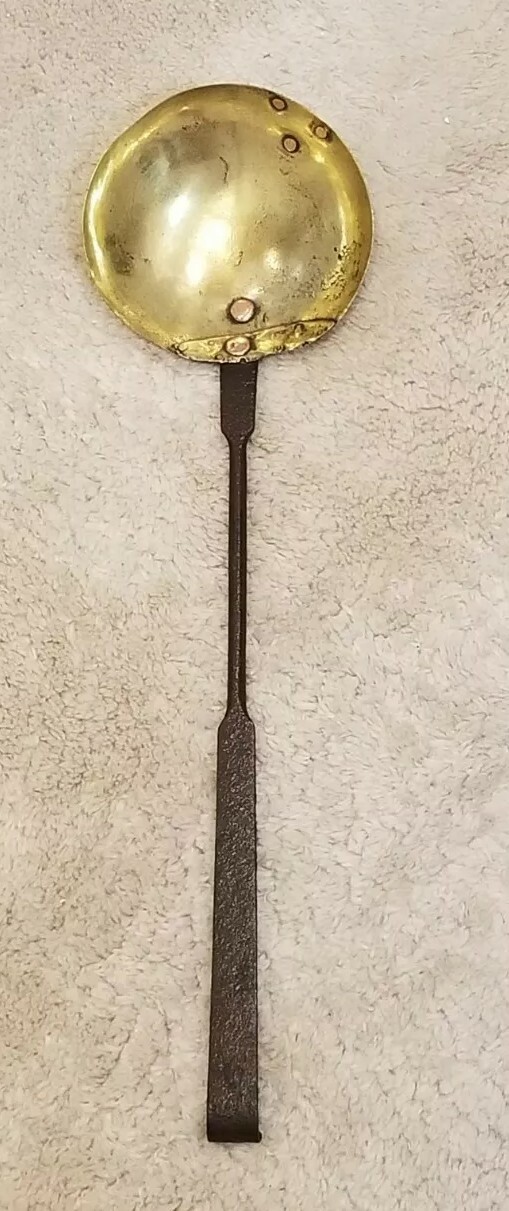Antique Primitive Brass and Wrought Iron Dipper – 19 1/4 x 5 1/2″