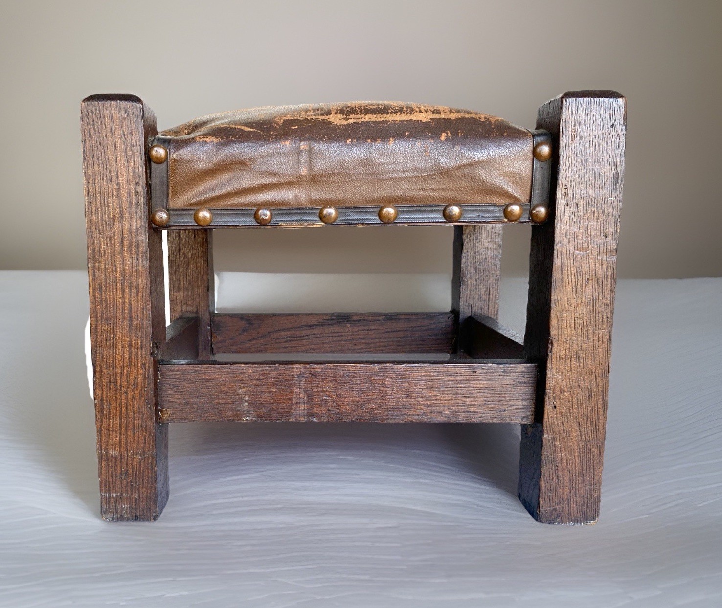 Antique Arts & Crafts Mission Oak Footstool 12″ Tall, 14-1/4″ Long, 11-1/2″ Deep