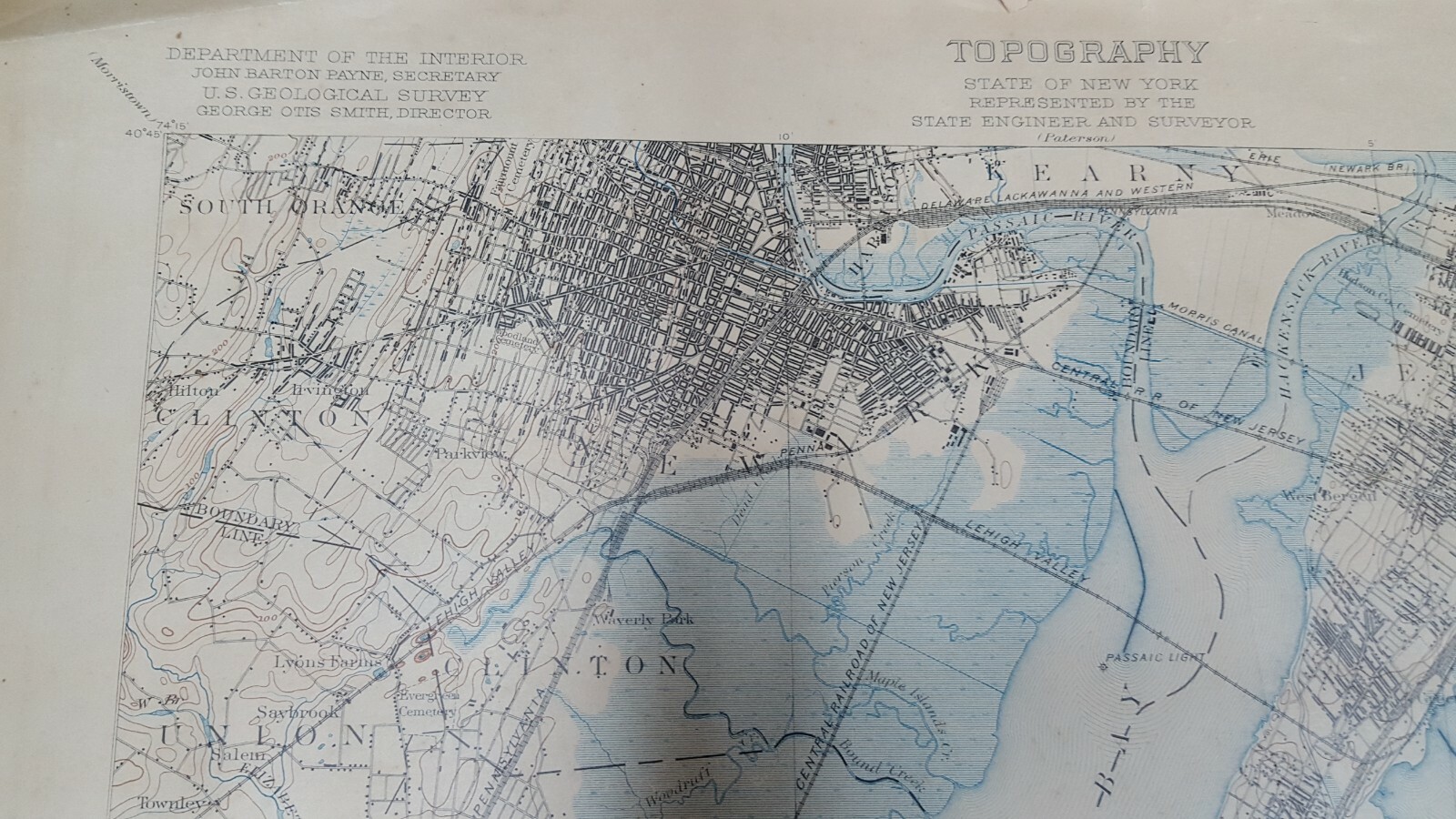 1888 U.S. Geological Survey Topography Map New York New Jersey Staten Island
