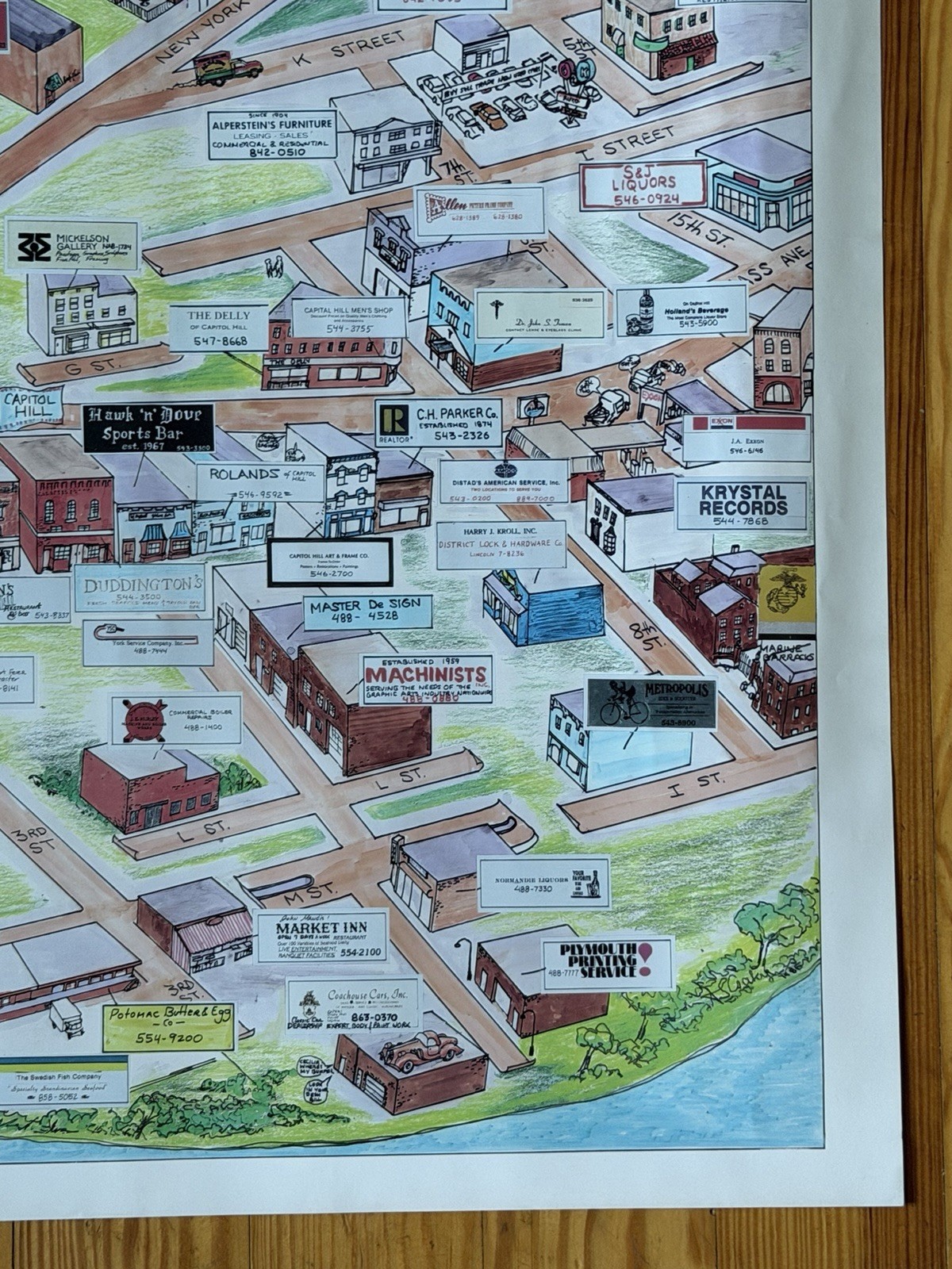 Vintage 1986 Illustrated Business Map of Washington DC A.S. CSAKY GT Graphics