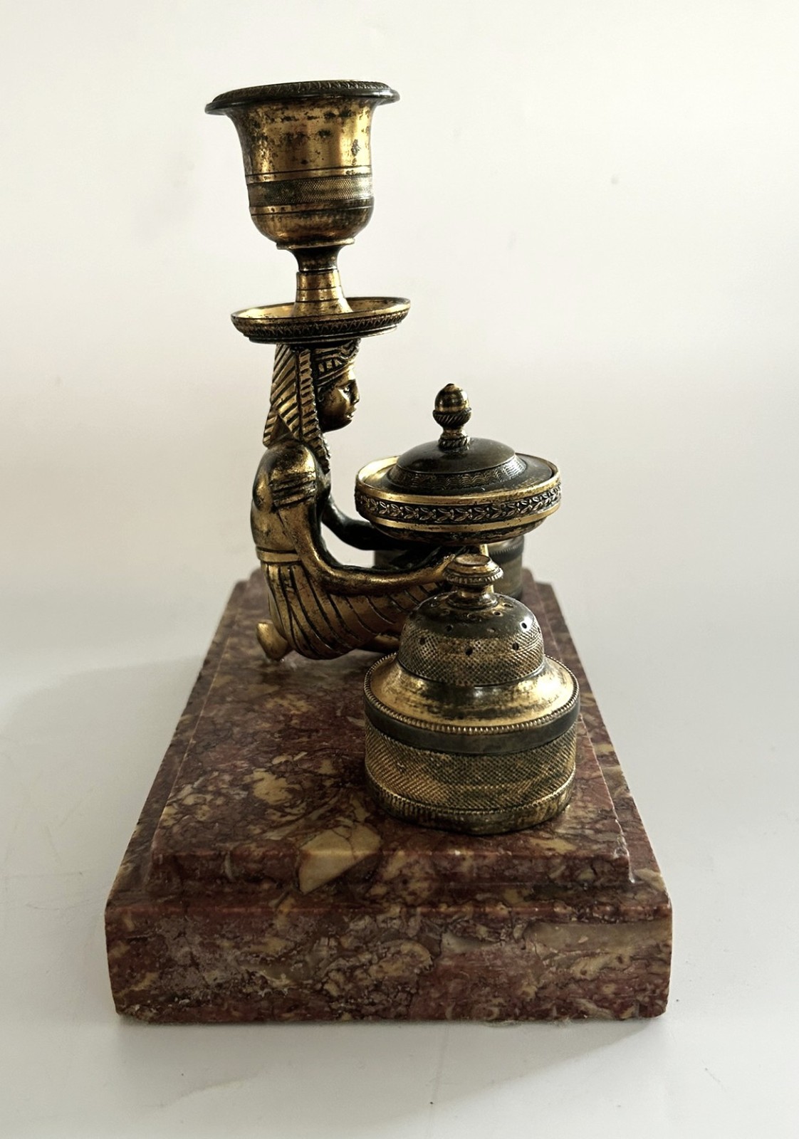 Antique Regency Period Ormolu Egyptian Revival Ink Stand