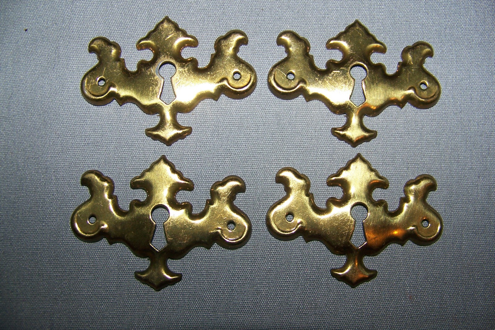 Set Of 4, Reproduction, Small, Brass Plate, Keyhole Covers – SEE DESCRIPTION
