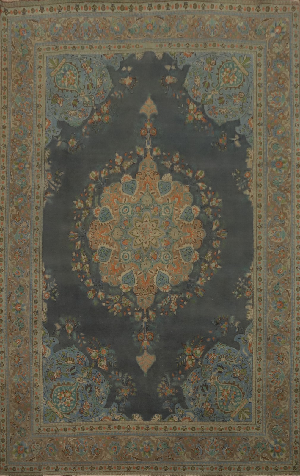 Traditional Wool Gray Hand-knotted Living Room Over-Dyed Vintage Area Rug 8×11