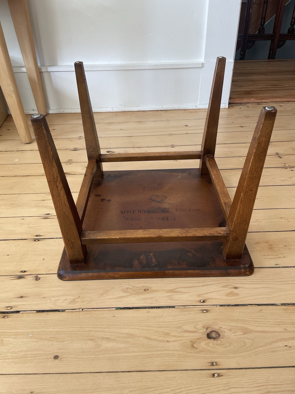 Vintage Lane Sequence Walnut Side Table MCM Black Laminate Top 1963