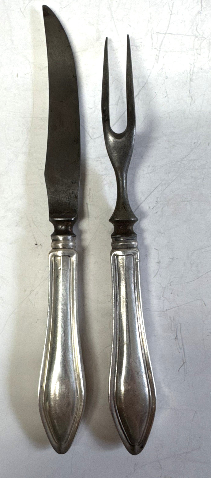 Towle Sterling Silver Handle Carving Set Knife & Fork Duck Game Bird Vintage