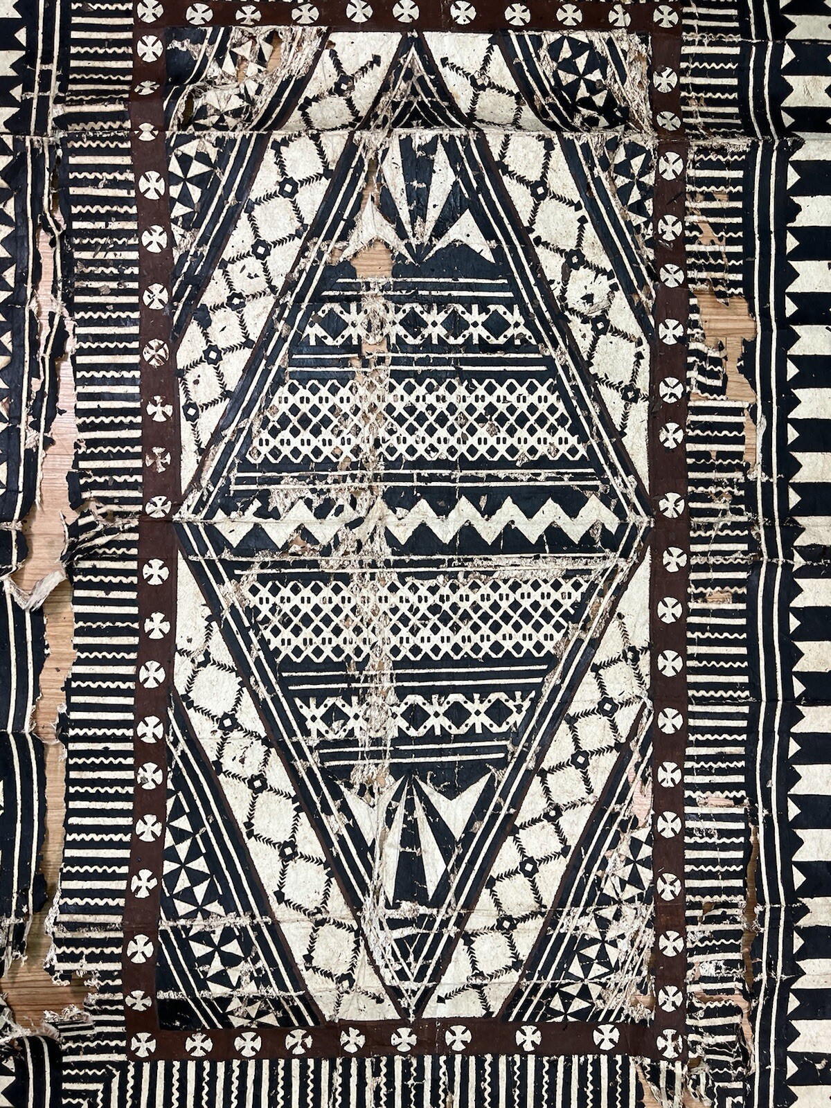 Samoa Tuvalu Polychrome Bark cloth floor mat ca. first half of the 20th c.