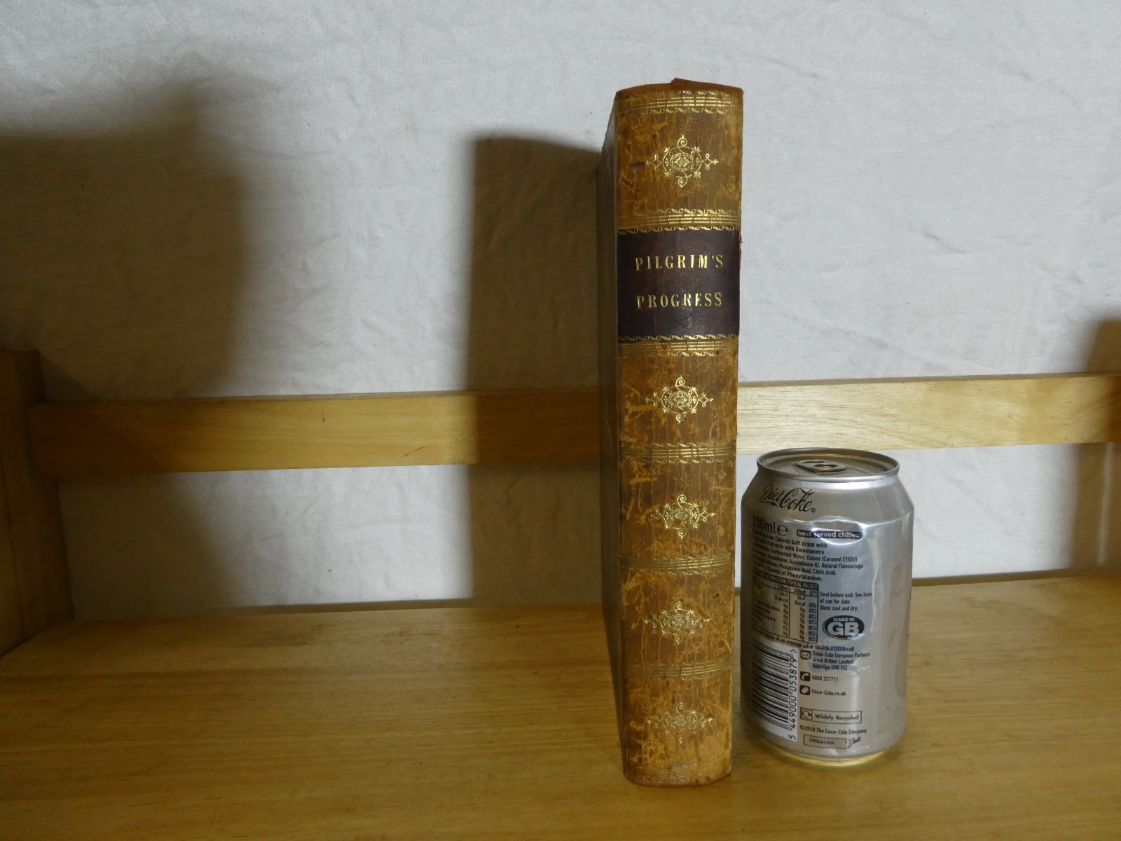 1850 PILGRIMS PROGRESS John Bunyan Leather Bound Book SHELF FILLER