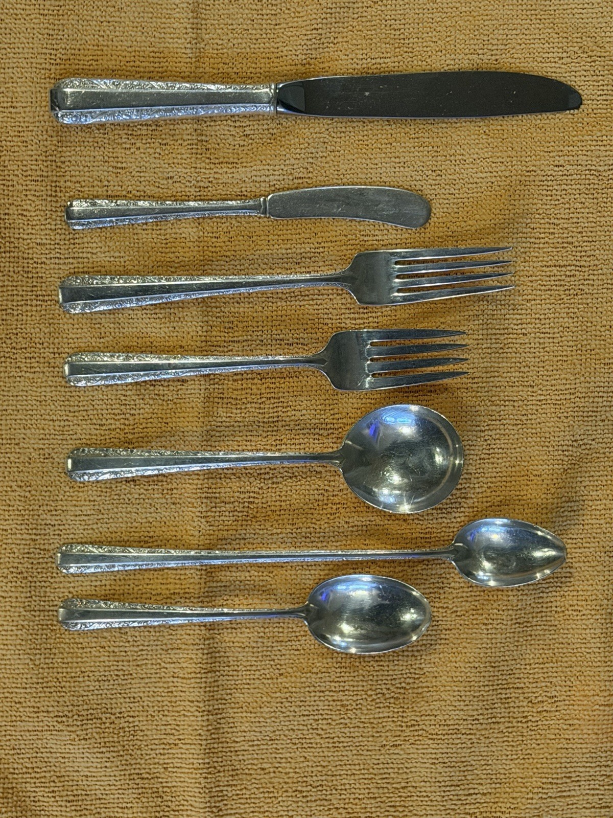 7 piece Towle Sterling Silver .925 Candlelight Flatware Place Setting Set 214gr