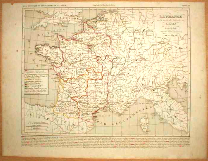 1839 Houze map FRANCE AT TIME OF DEATH OF CHARLES IV, #16