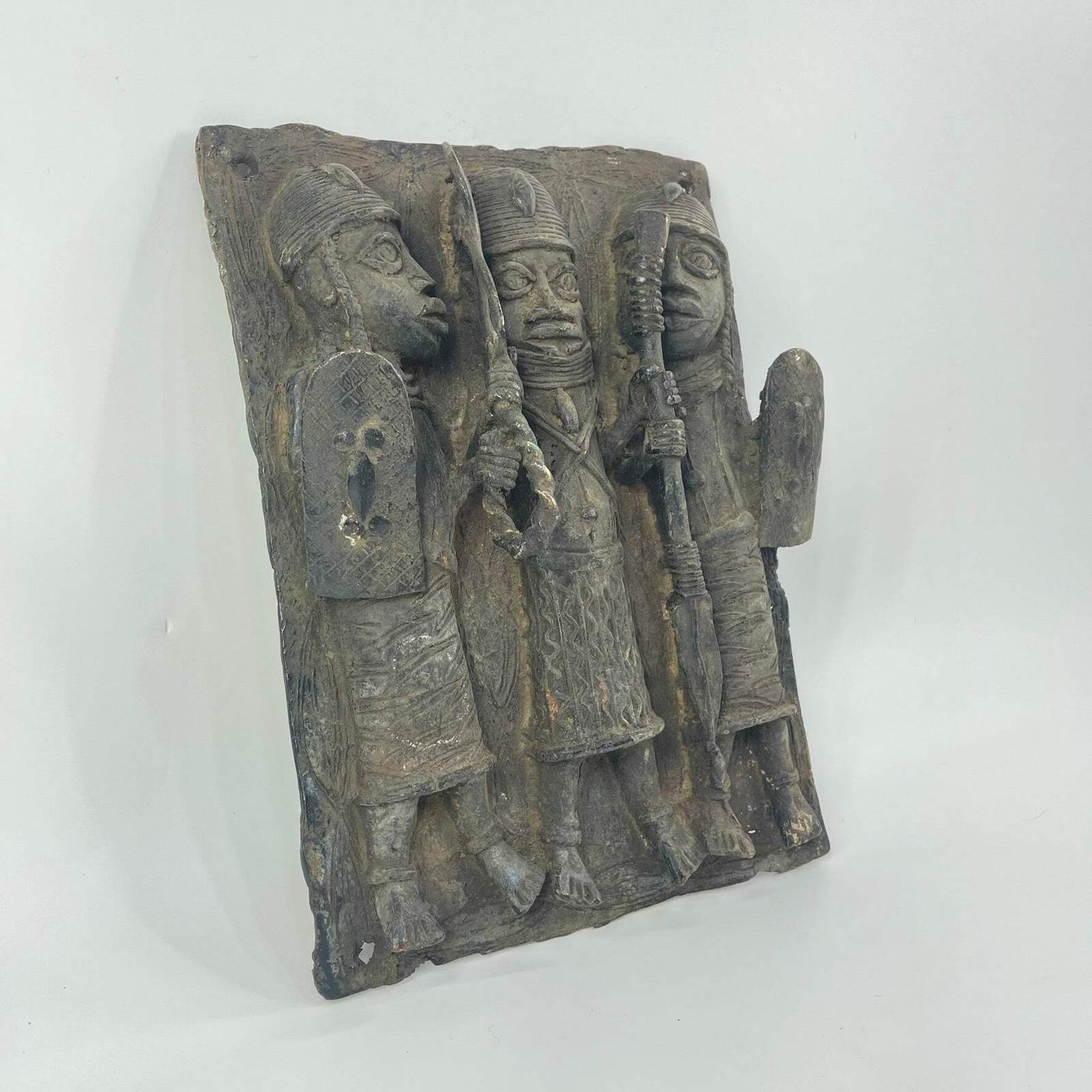 Benin Bronze Adorned Cast Plaque