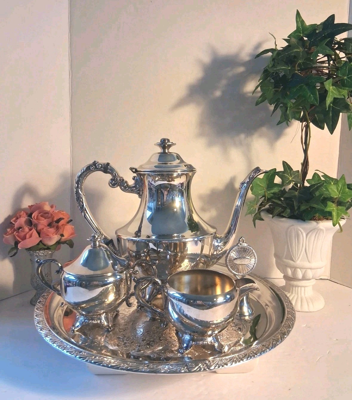 Vtg 1960’s WM.A.Rodgers Silverplated POLISHED Tea Service Set; 6 PCS! EUC/Mint