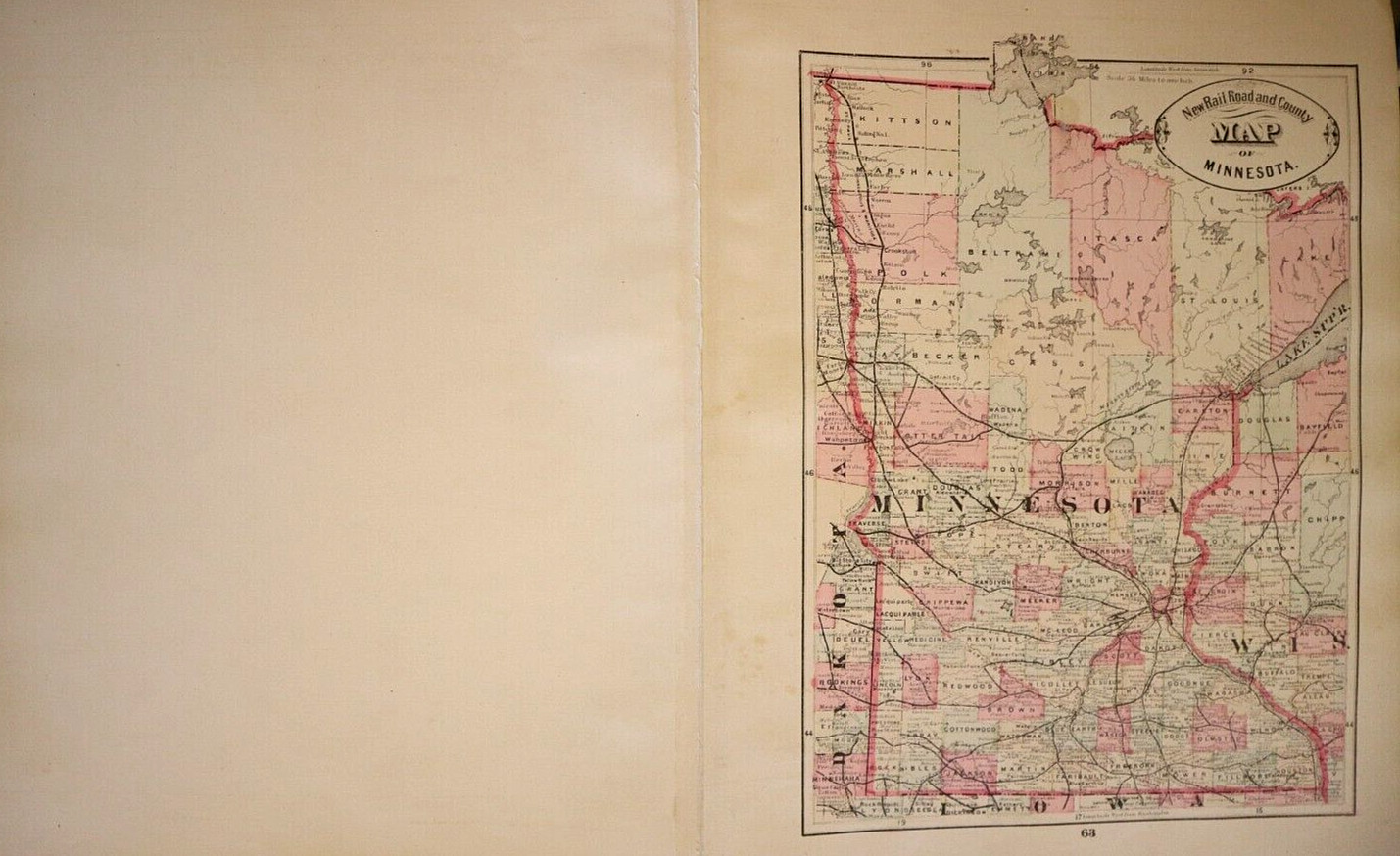 1882 Map ~ DAKOTA TERRITORY ~ Cram 1st Edition Variant – MINNESOTA on Back