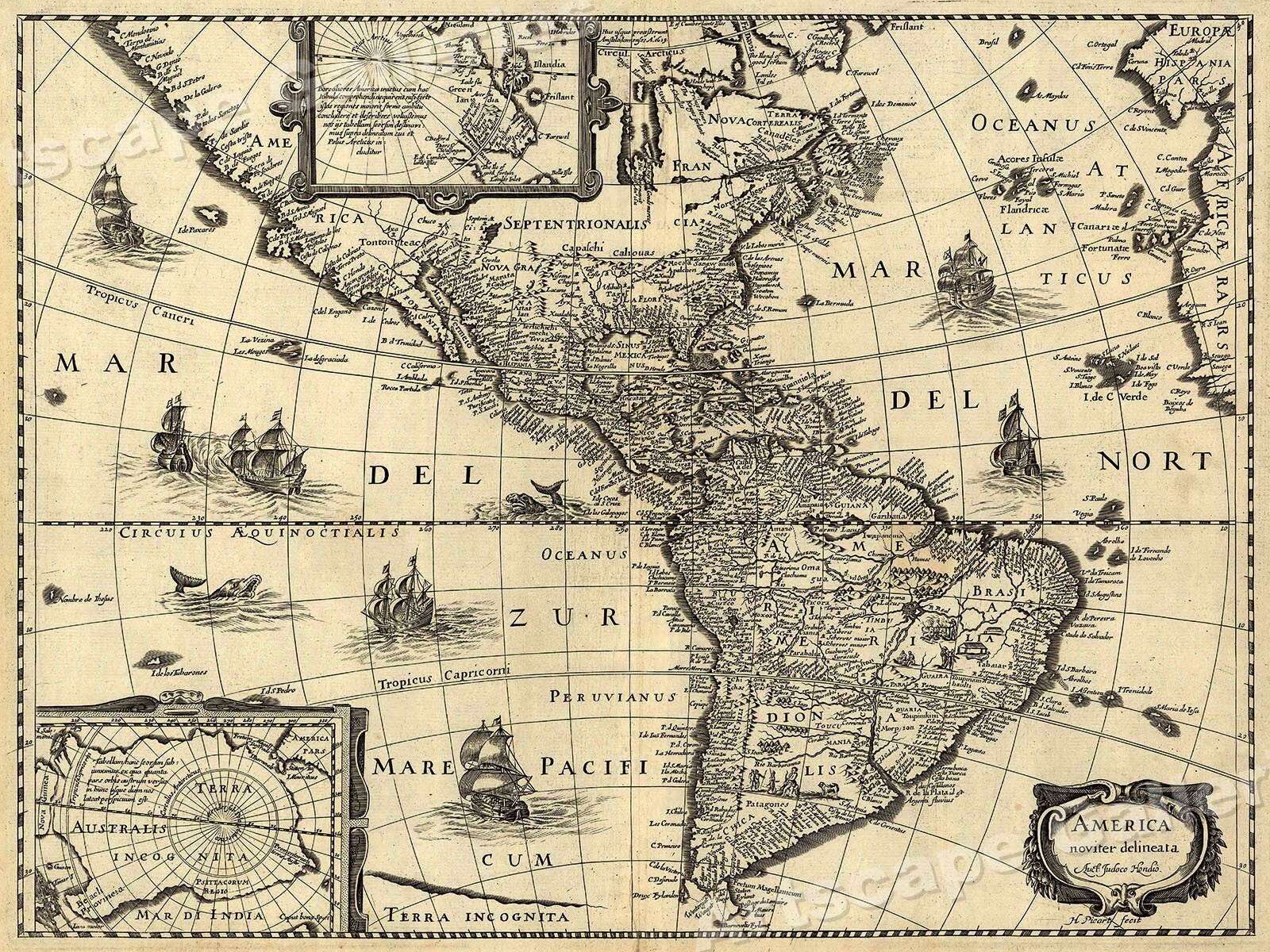1640 America New World Western Hemisphere Historic Map – 18×24