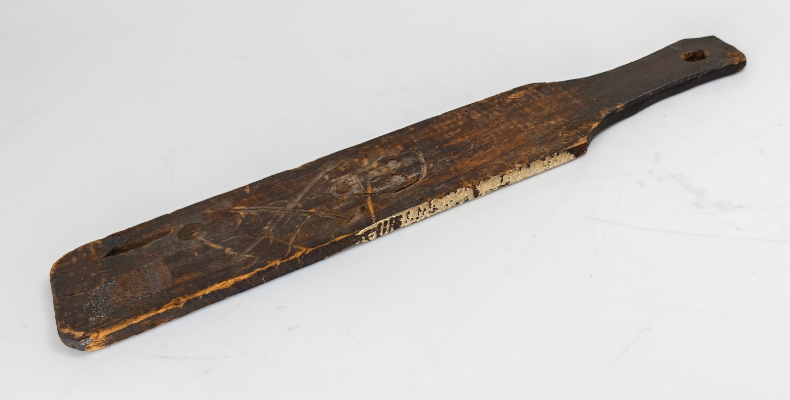 Antique Rustic Folk Art Primitive Outsider Skull Paint Stirrer Paddle