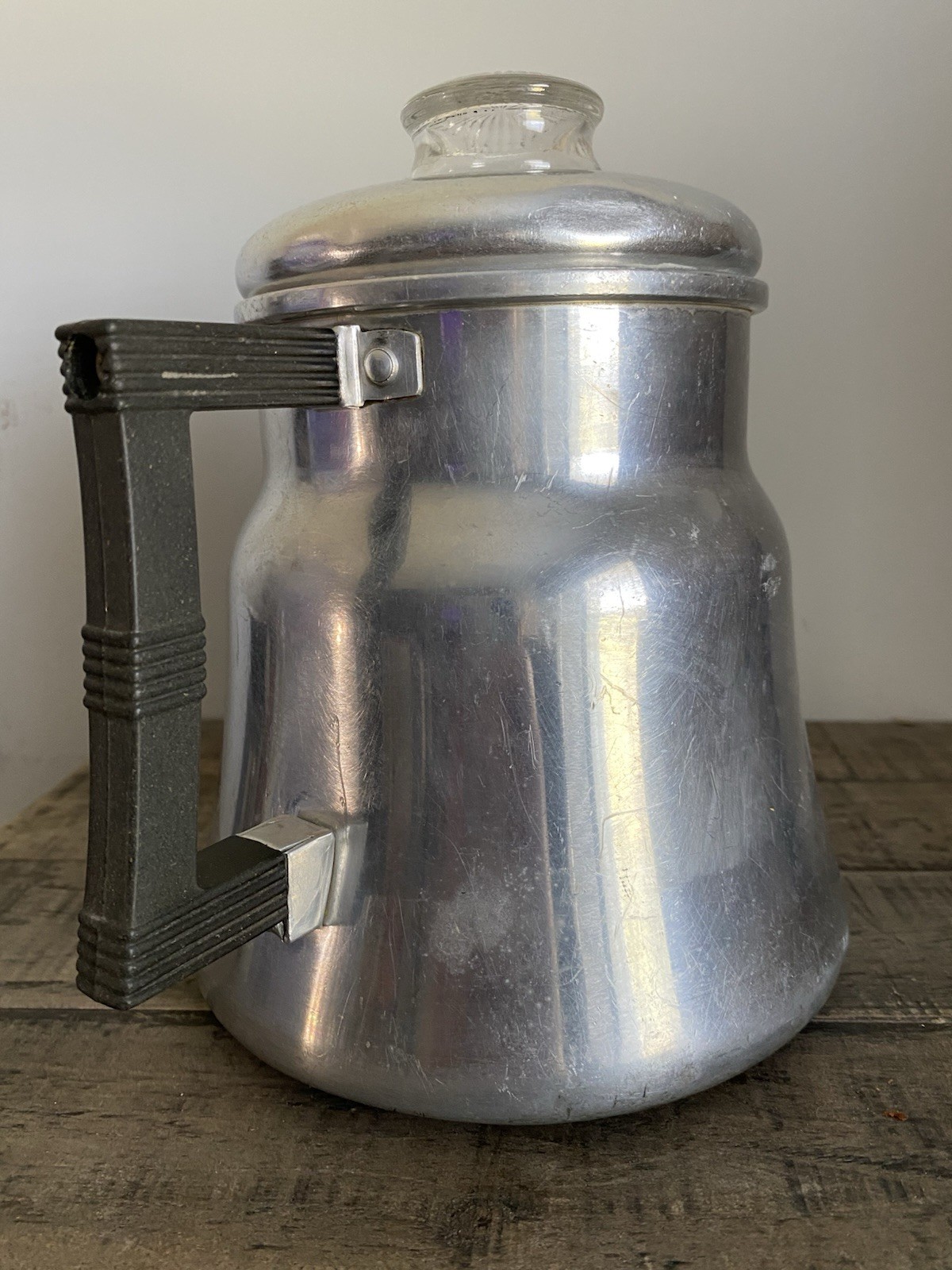 Wear-Ever Aluminum Percolator Coffee Pot X-3008 Vintage Glass Knob Camping USA