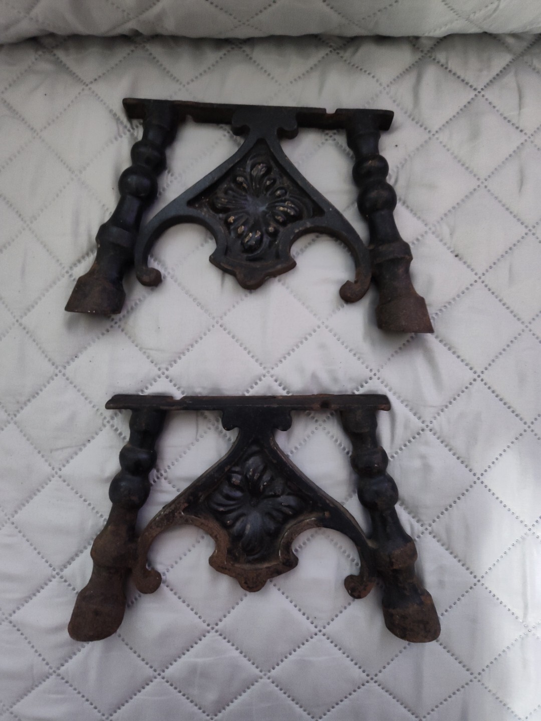 Antique Cast Iron Hardware Bench Stool Base Ends Legs