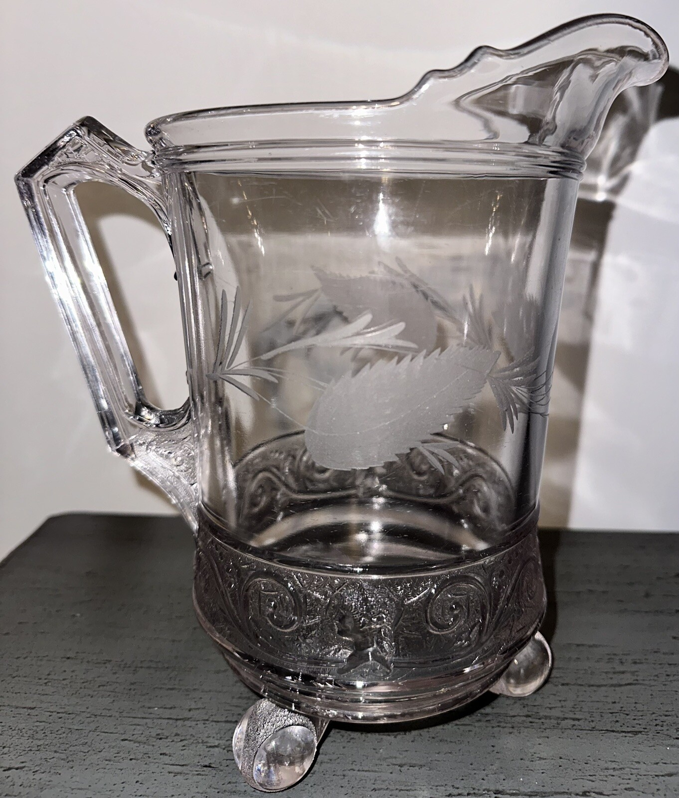 Lovely Antique Belmont Royal Lady EAPG Glass Water Pitcher 9 1/2 in.