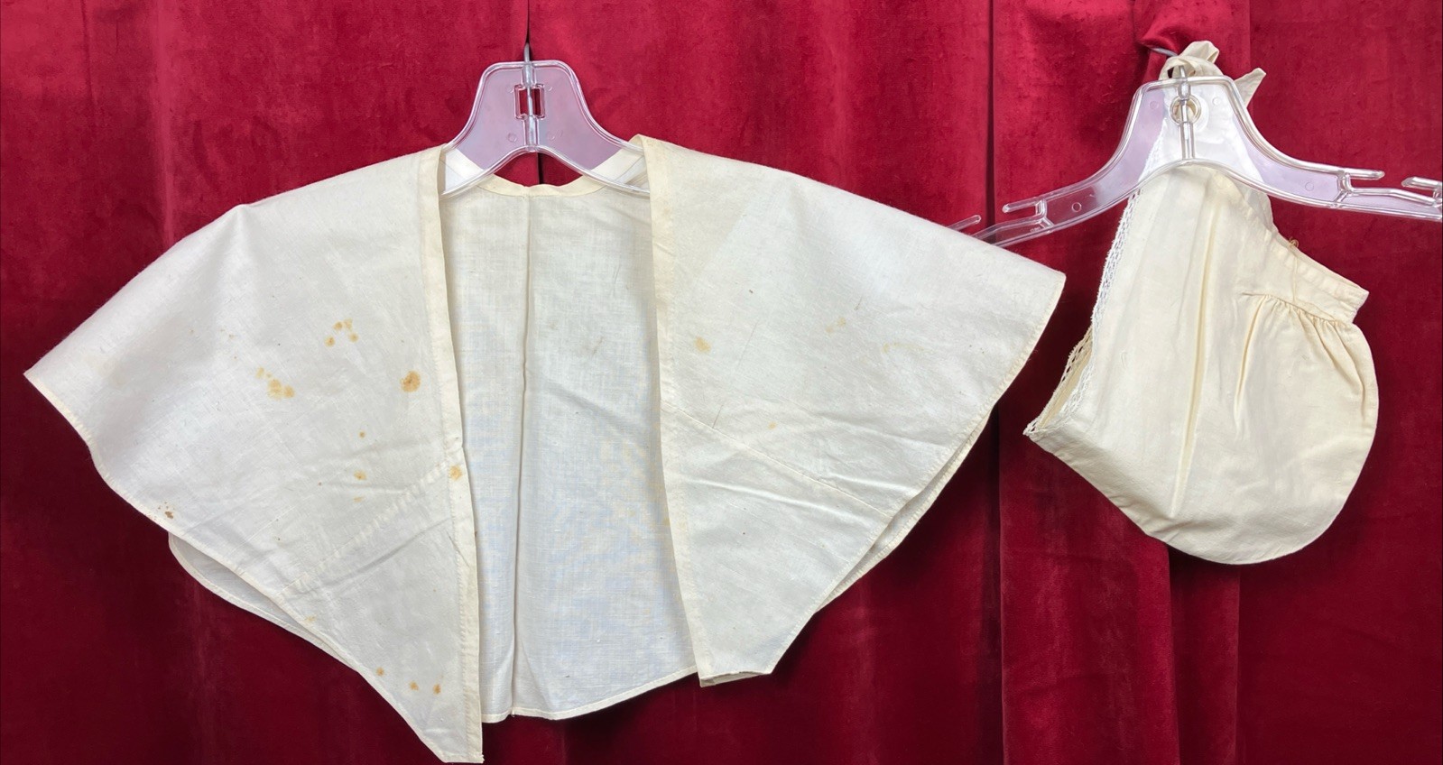 RARE Regency Collar Bonnet Set 1810 1820 1830 Cap Cotton Farm Workwear 3