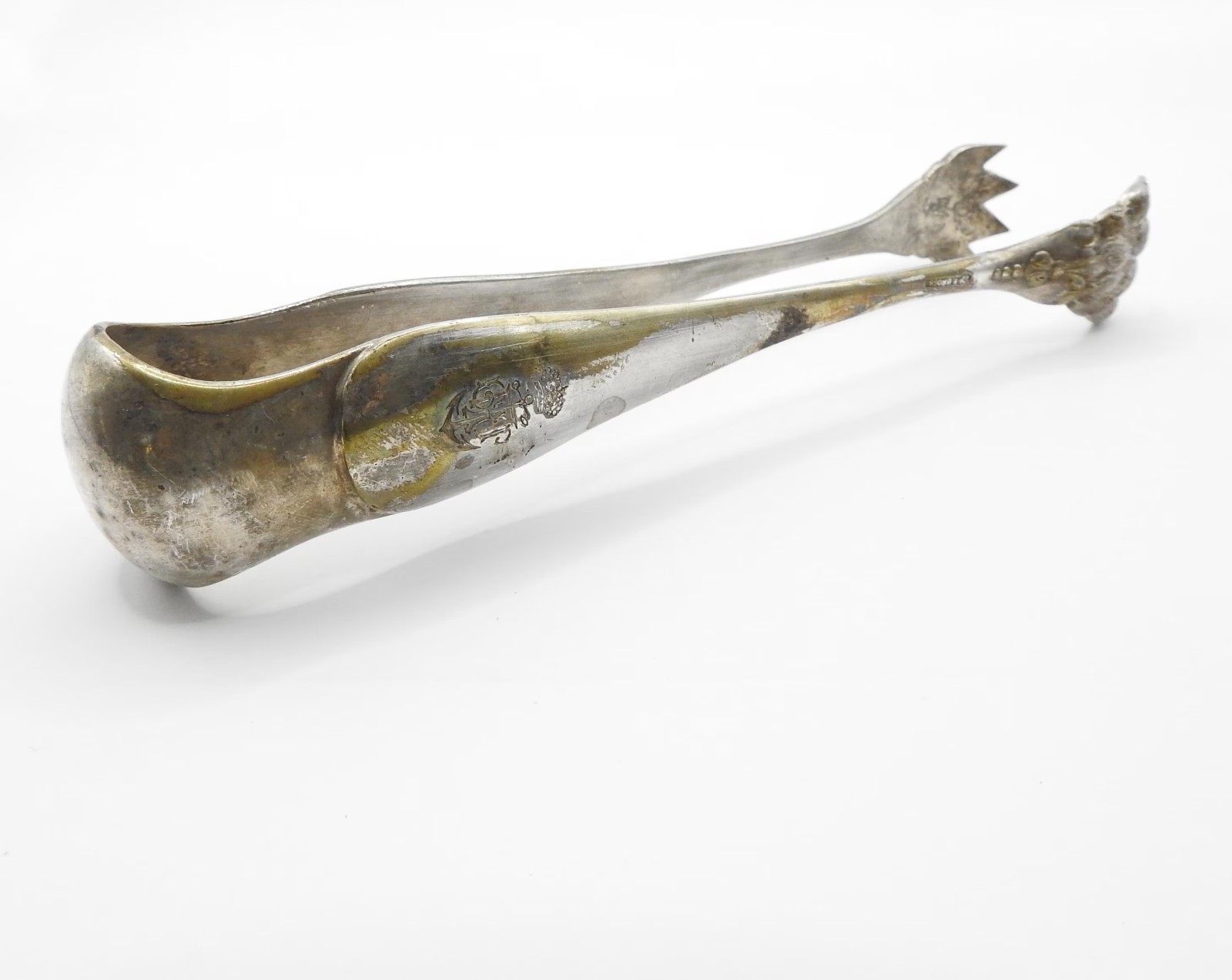 Antique Fratelli Broggi Milano Ice Tongs Silverplate Paw Claw Victorian Italy