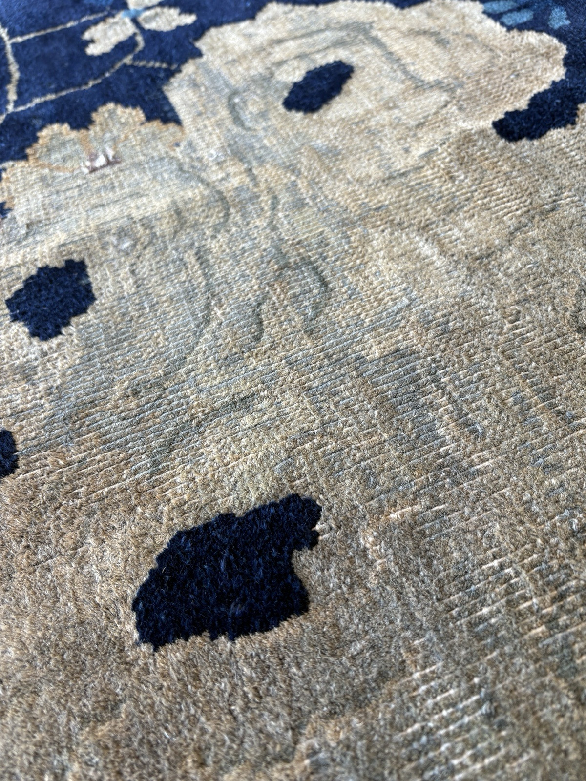 12×10 FT Antique Handmade Chinese Art Deco C-1920s Blue Wool Rug ■FREE SHIPPING■
