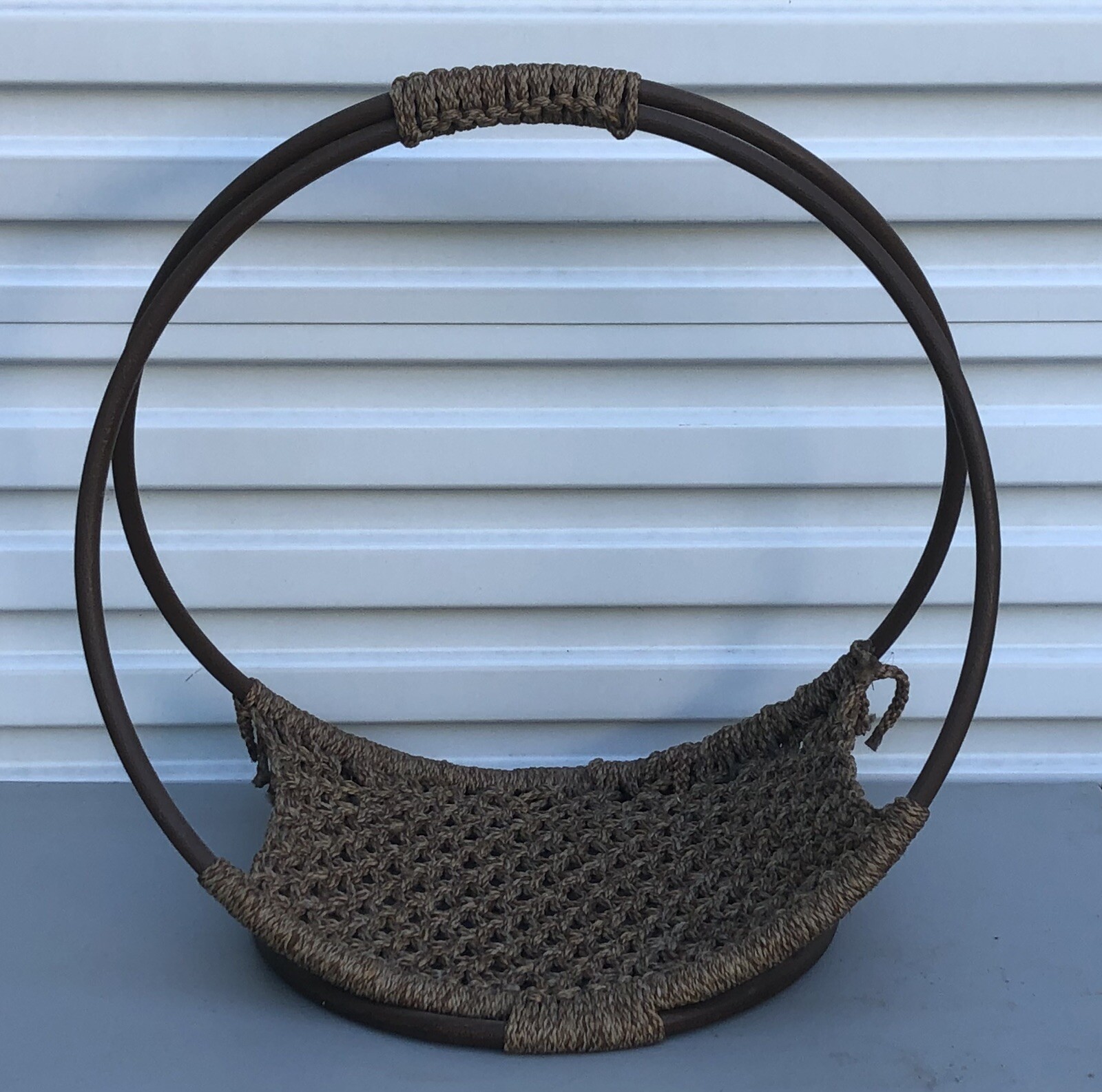 Vintage MCM Mid Century Macramé Wood Magazine Rack Firewood Holder Multipurpose