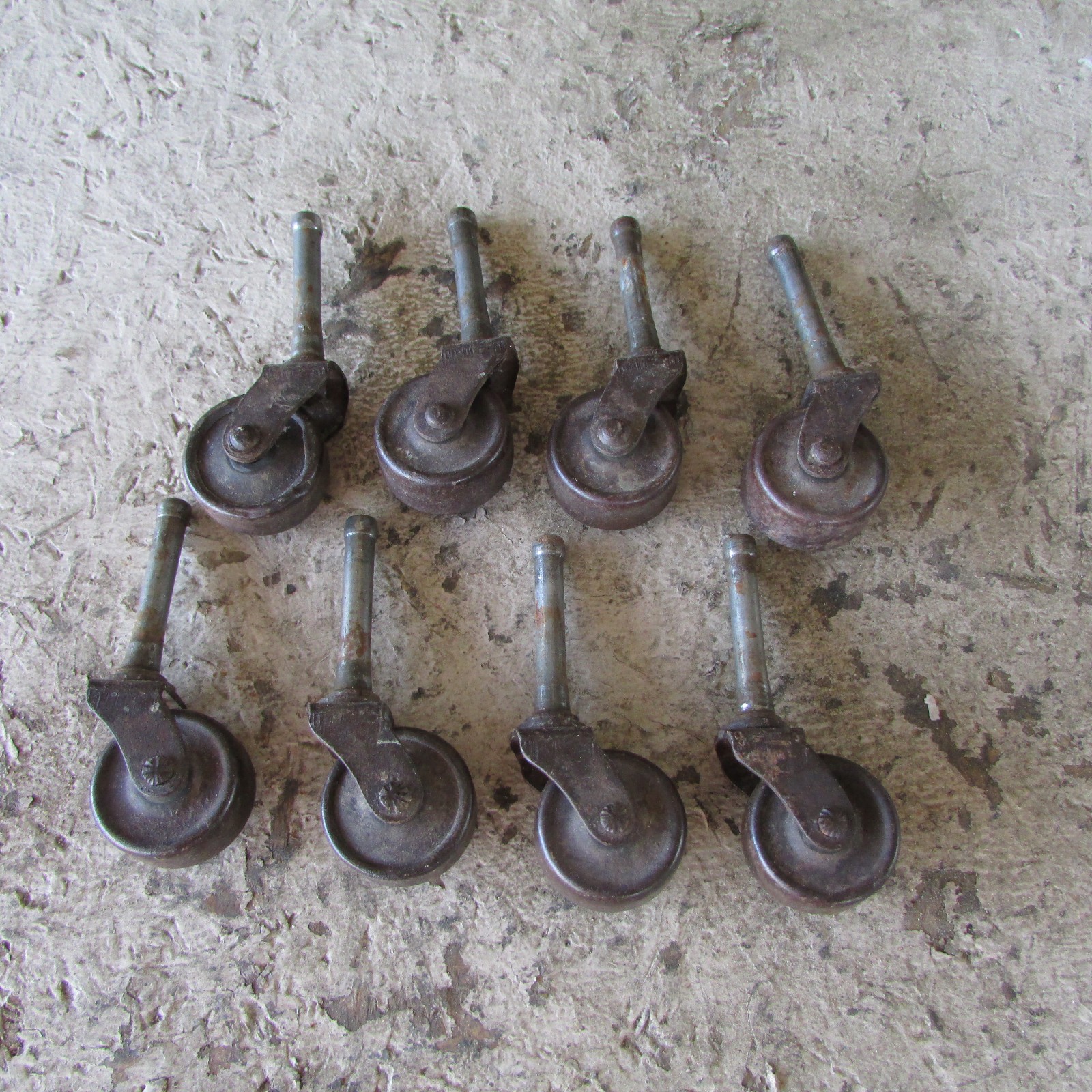 BDL 4 ea ANTIQUE ALL STEEL FURNITURE CASTER WHEELS,3 IN X 1 IN DIA, 1/2 IN WIDE,