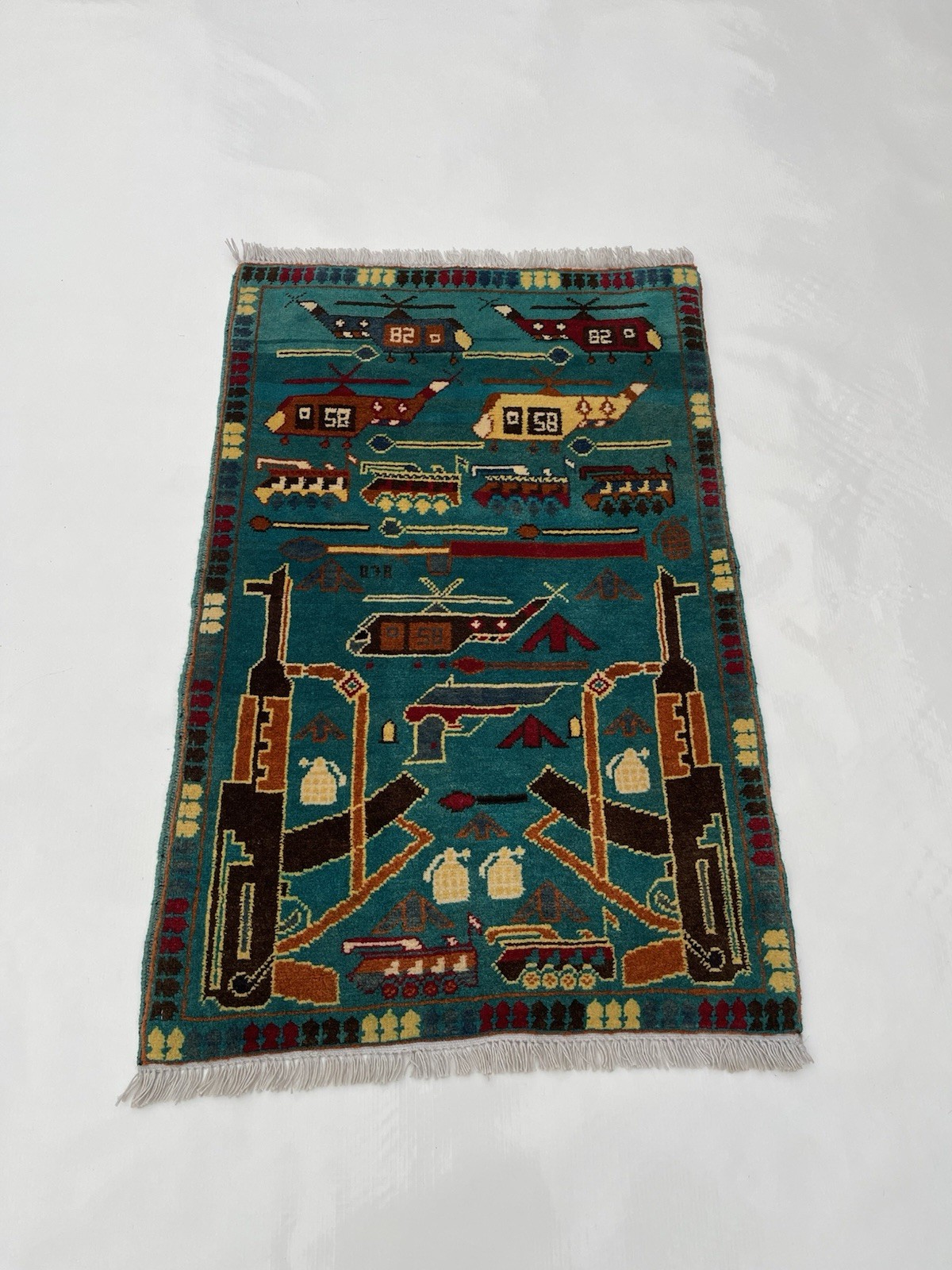 61×91 Cm war rug Mini War Rug Turkmen Weave Tribal Rug Pictorial Rug Wool #692