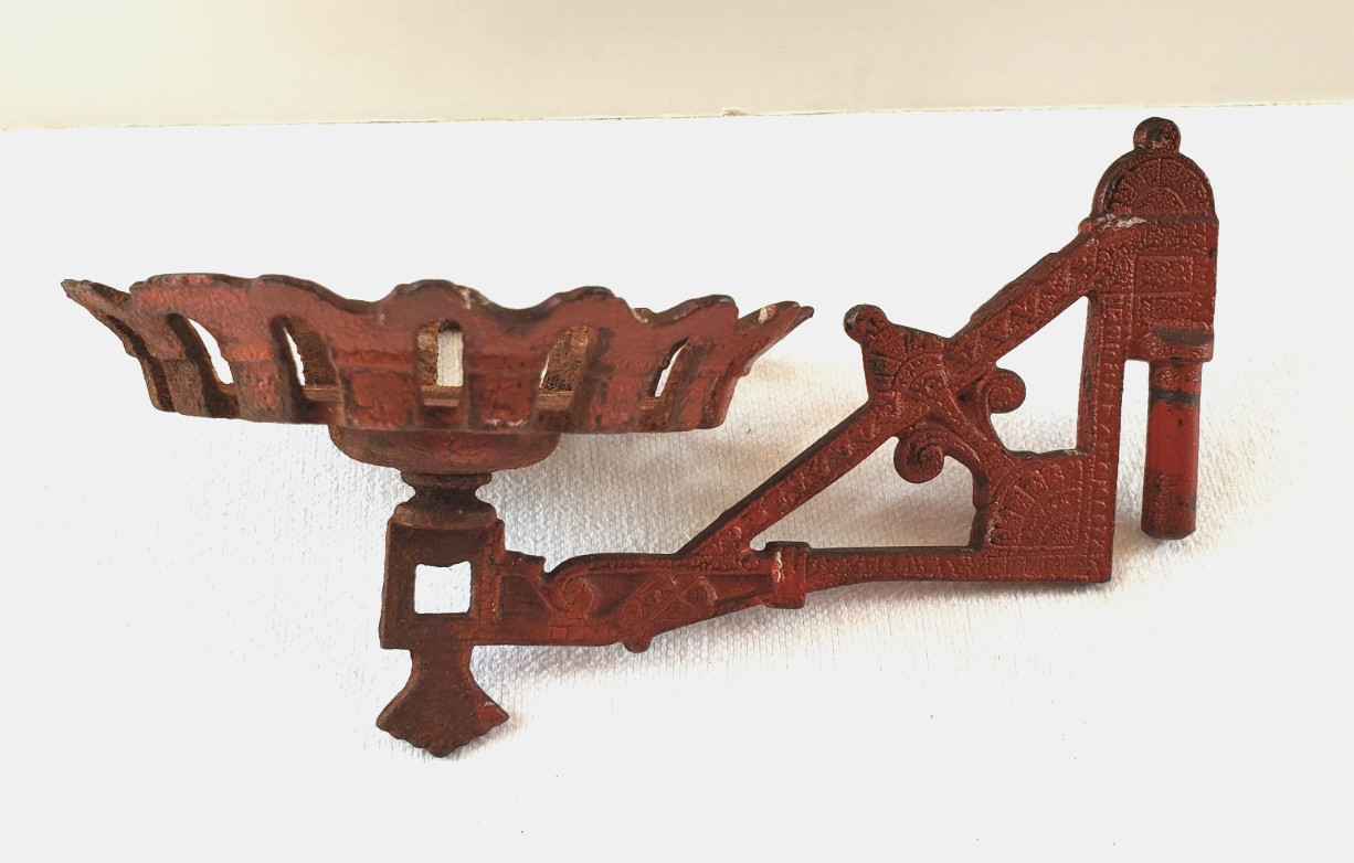 Vintage Art Deco Small Cast Iron Oil Lamp Hanger Sconce…Plants, Candle