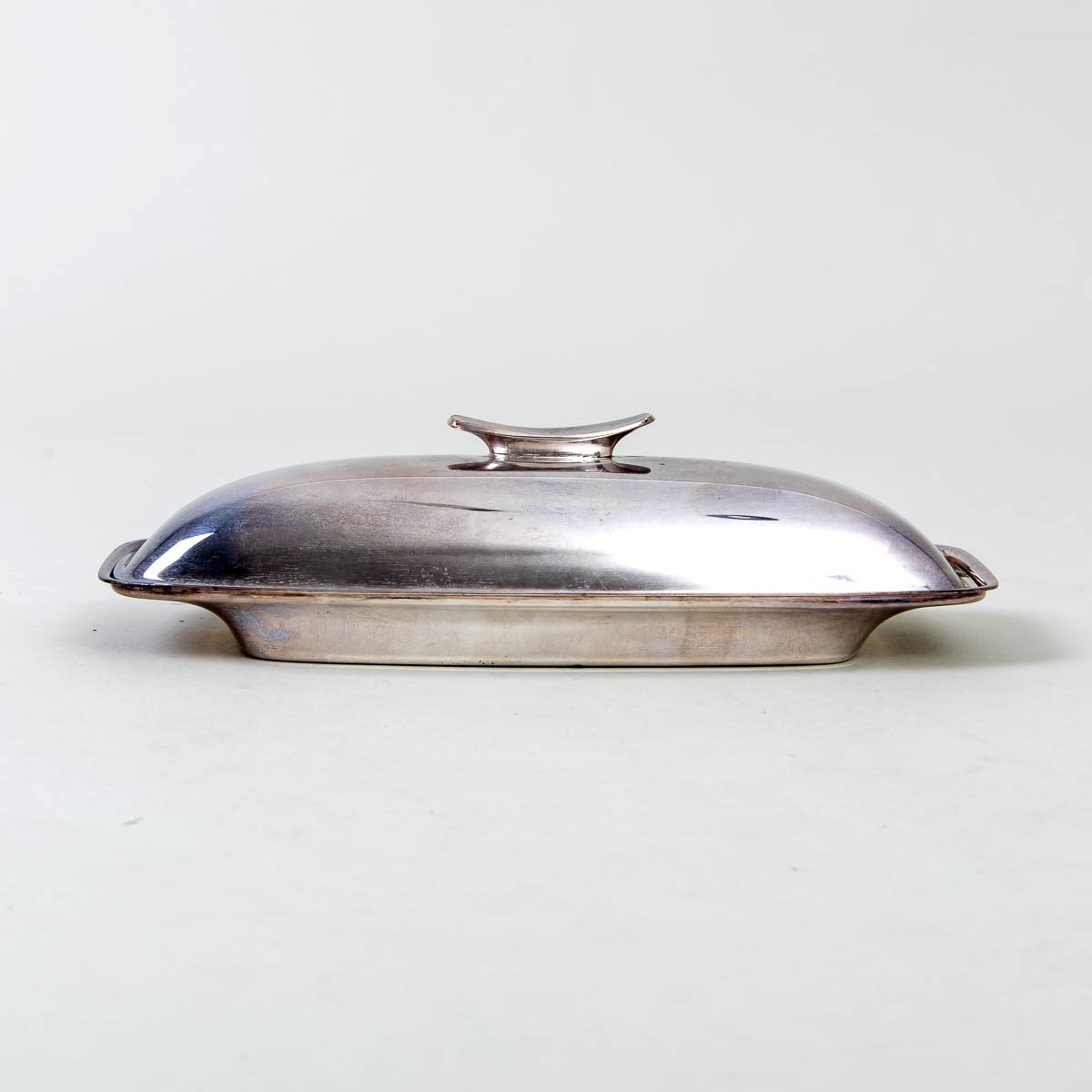 Vtg Gorham Silverplated Butter Dish Covered Tray Retro Modern Minimalist 8.5″