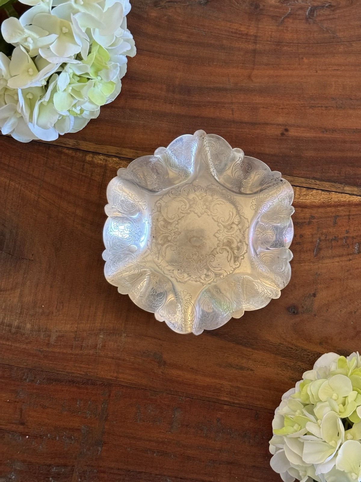 Valence BMC Etched Design Fluted Silver Plated Metal Bowl Trinket Dish 2009