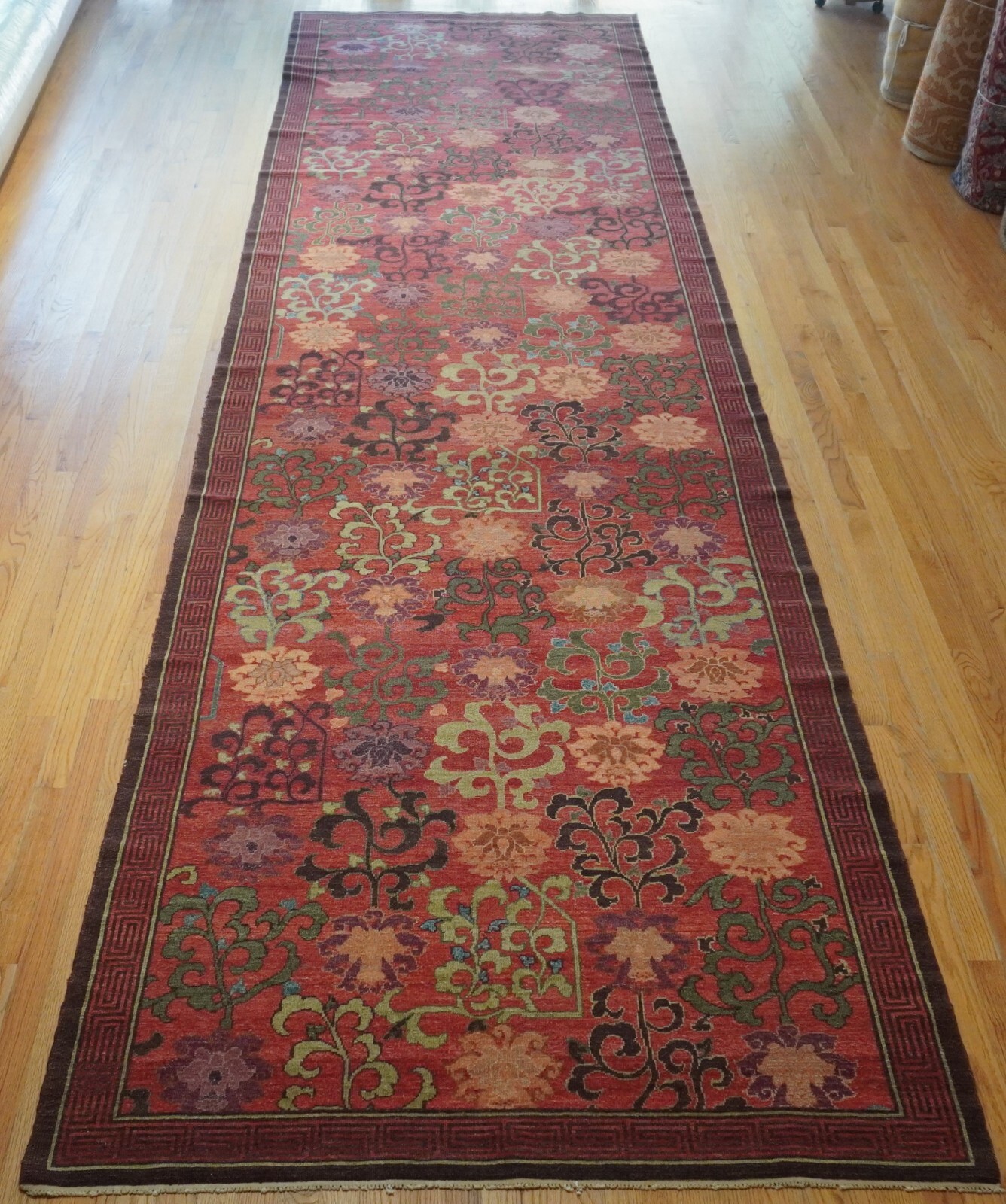 4’6″ x 18′ Magnificent Turkmen Hand Knotted Wool Runner Floral Rug
