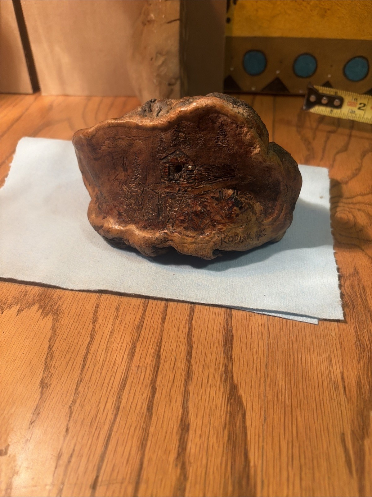 Vintage Carved Burl Wood 1980 Kodiak, AK. 6” Long
