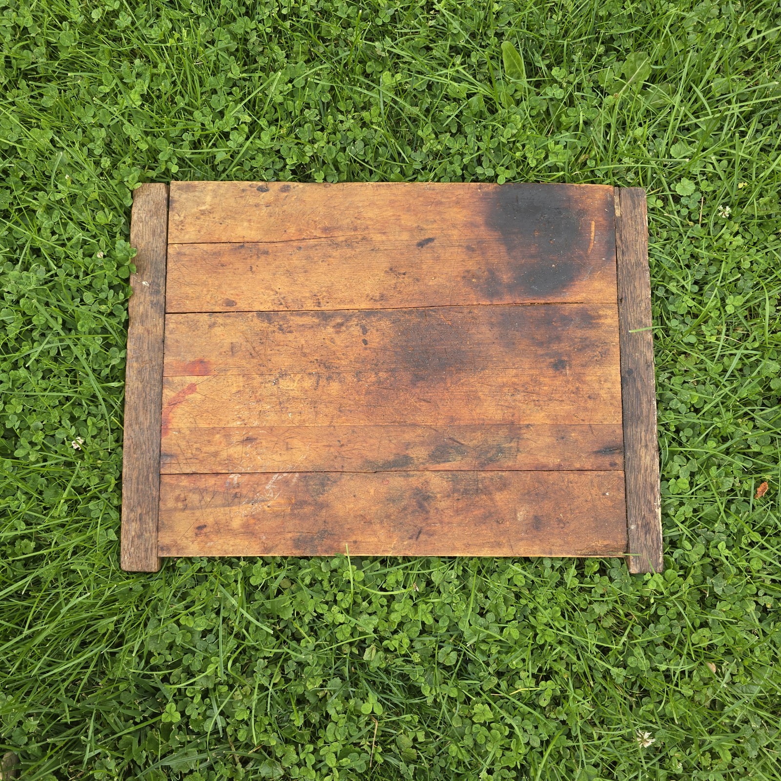 Antique Vintage Primitive Wood Bread Cutting Board, large 21″ x 15″ Distressed