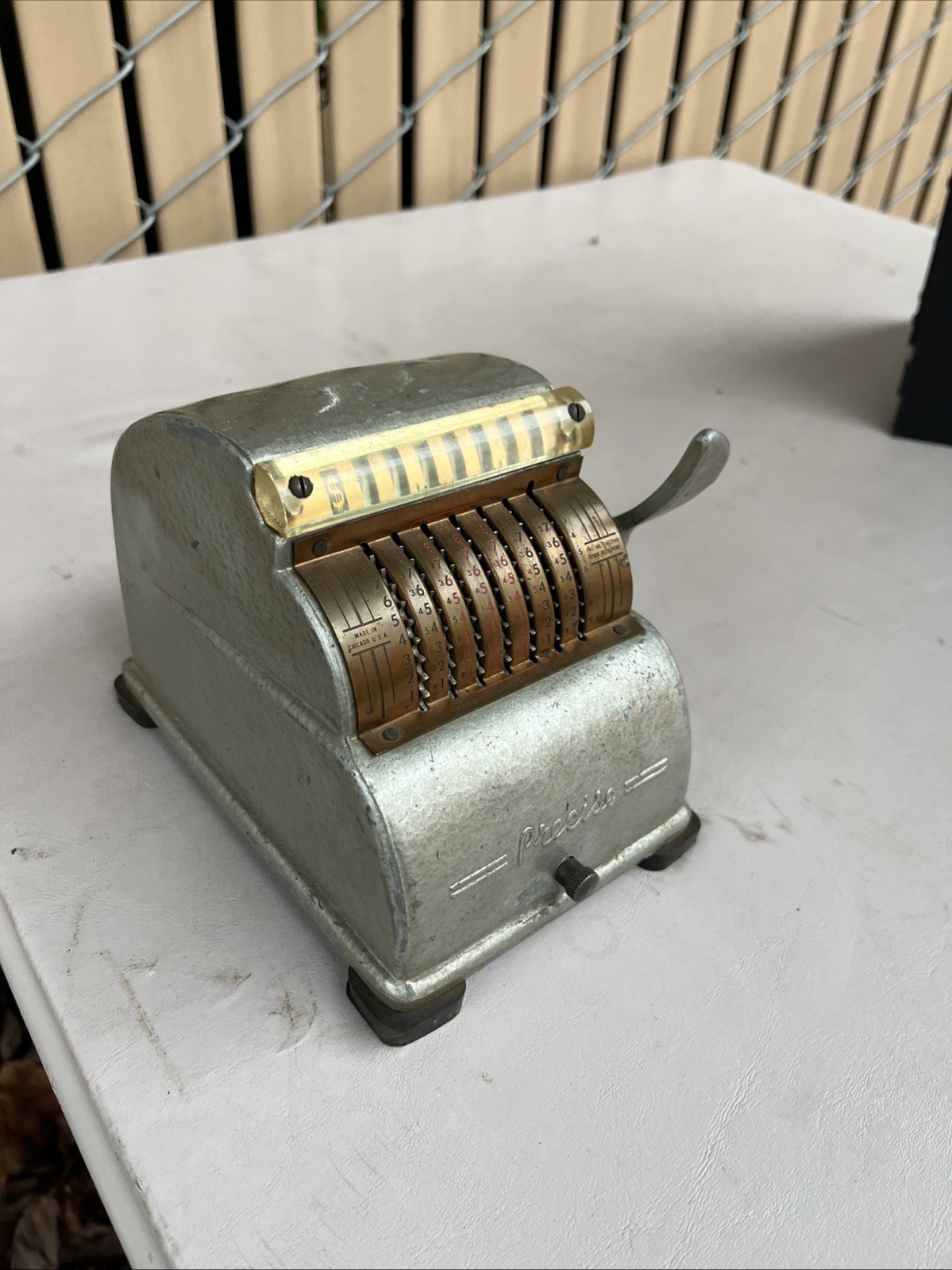 Vintage Precise Mechanical Adding Machine Lever Handle 1940s Chicago Untested