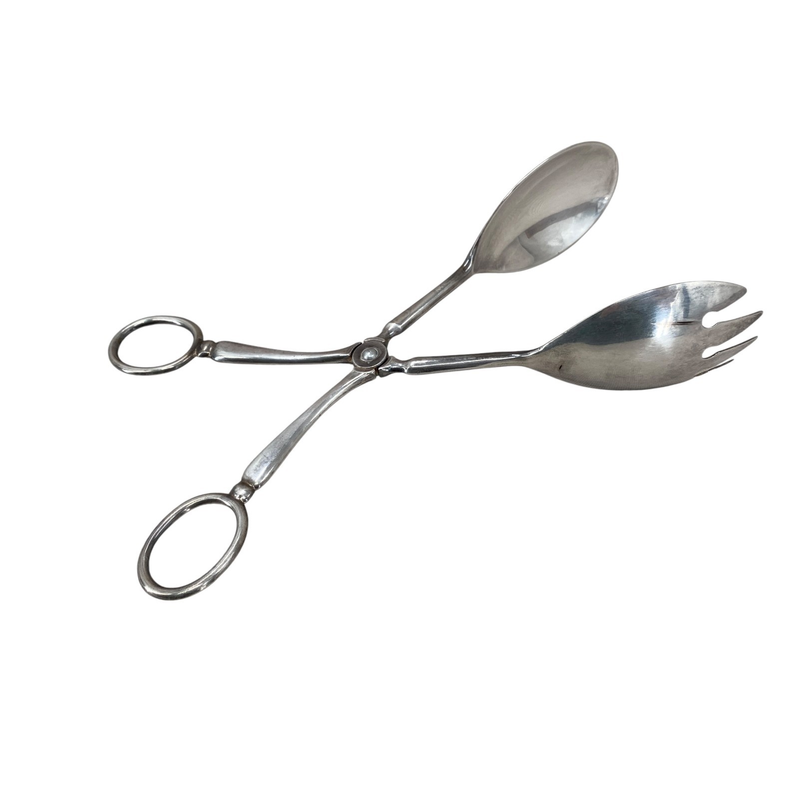Vintage Epns Silver Plated Large Serving Tongs Spoon/Fork Scissor Handle 10.5″