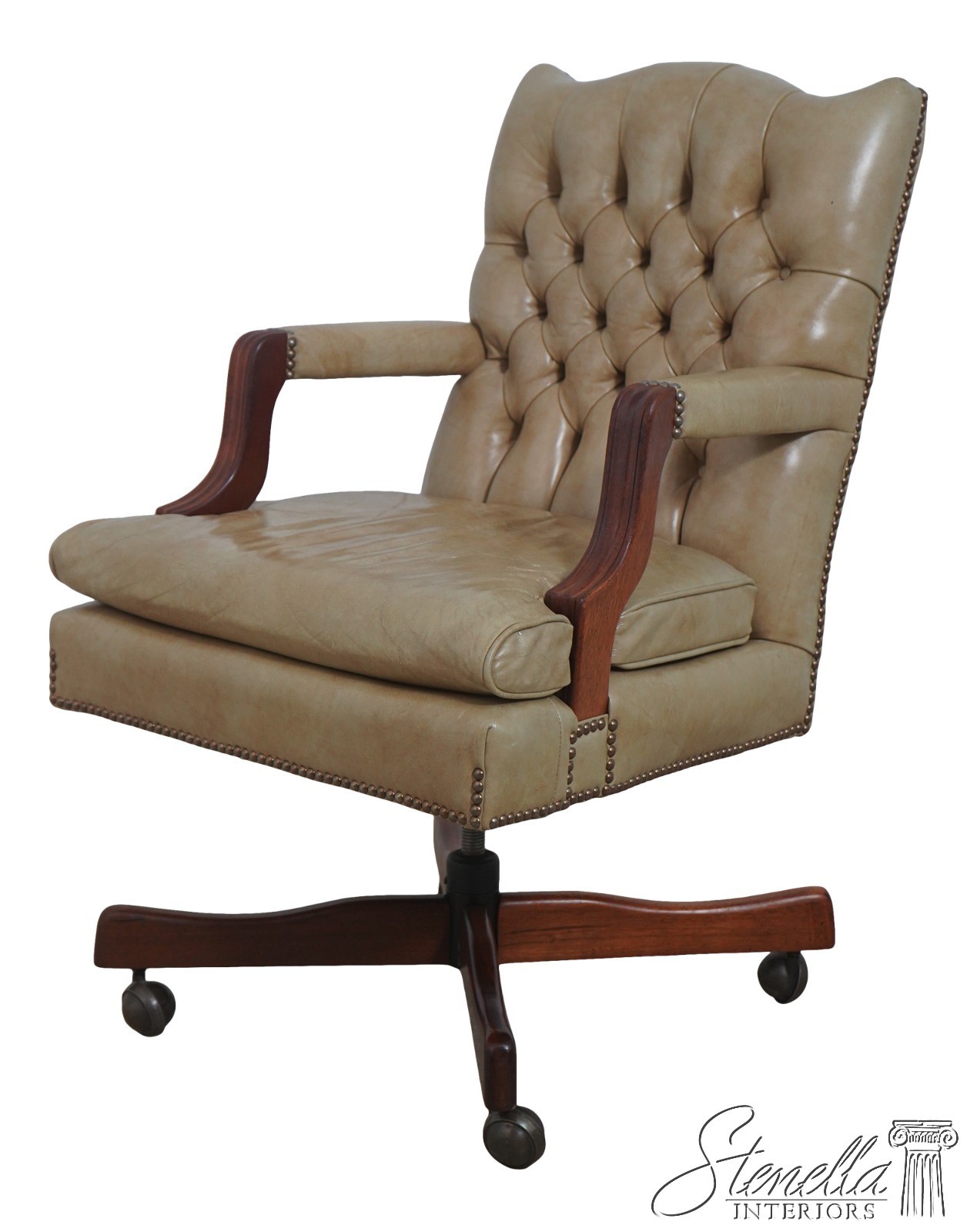 73549: Classic Leather Tufted Rolling Desk Chair