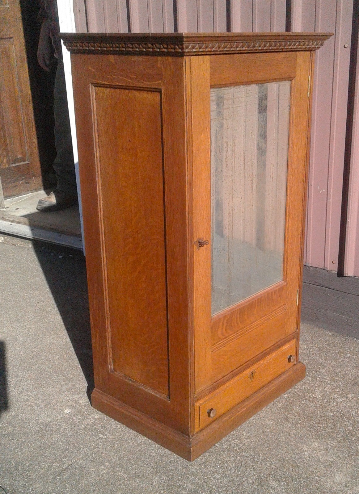 Antique Corticelli Silk Thread Counter Top Cabinet Quarter Sawn Oak with Mirror
