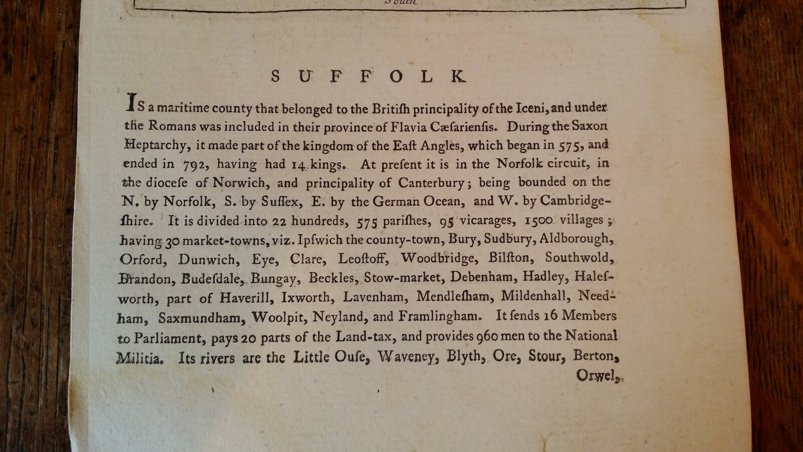 1787 ORIGINAL ANTIQUE COPPER PLATE MAP SUFFOLK – SELLER / GROSE – HAND COLOUR