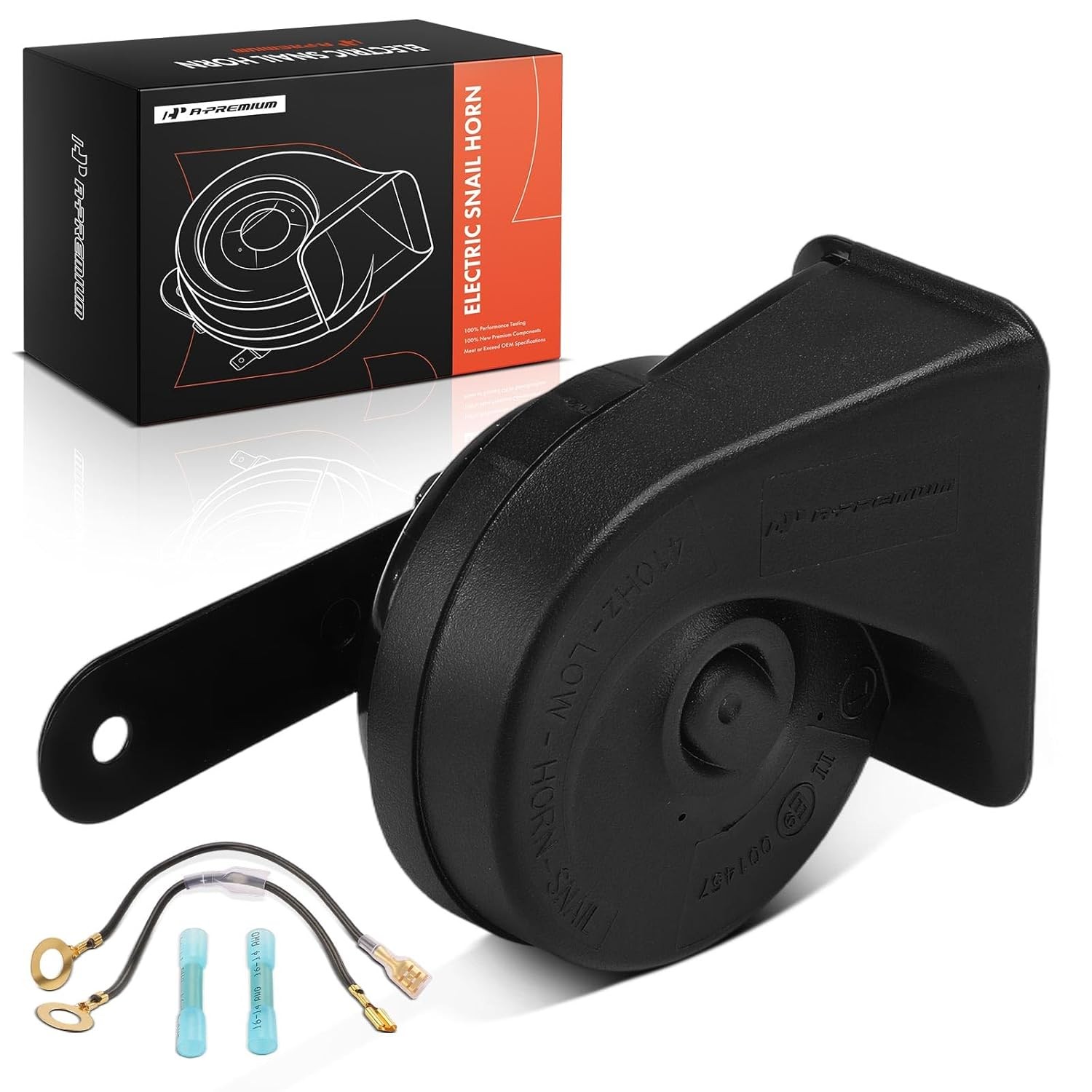 A-Premium Snail Horn Low Universal Electric Horns – 12V 110dB – Compatible with
