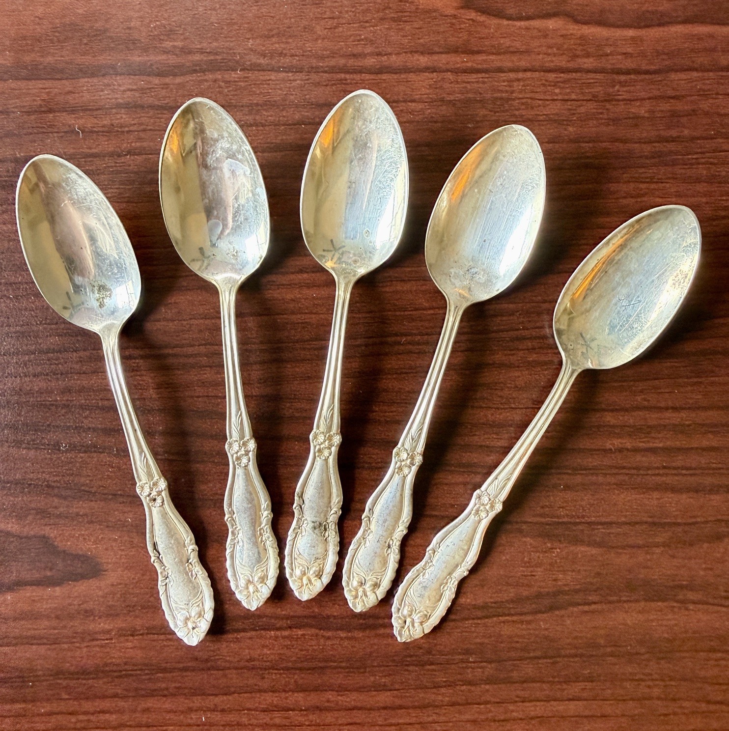 (5) Antique W R Keystone 1913 SHERWOOD ice cream spoons