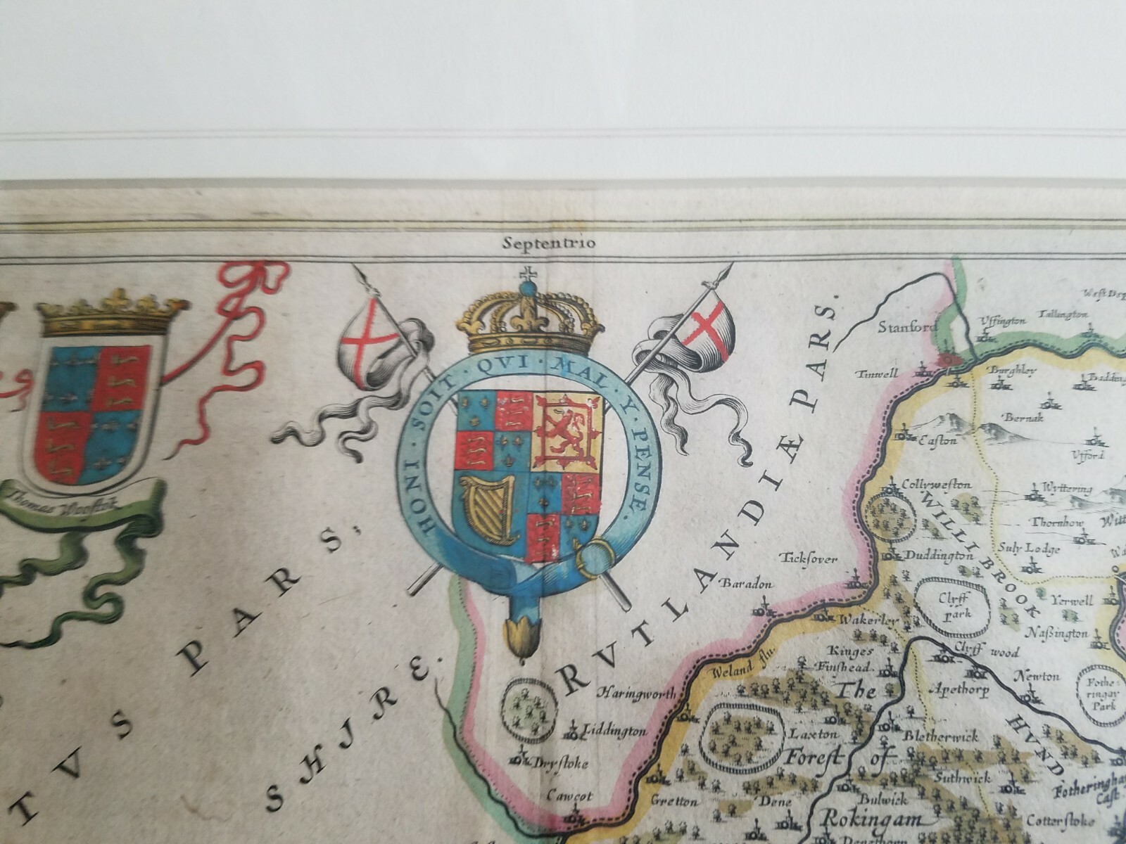 1646 original COMITATUS NORTHANTONENSIS NORTHAMTON SHIRE map by Blaeu, Amsterdam