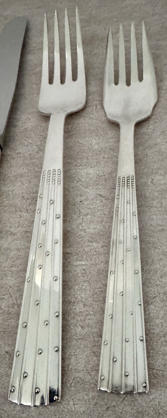 ART DECO MOGENSEN CHAMPAGNE PATTERN STERLING FLATWARE SET OF 12 TOTAL 48 PIECES