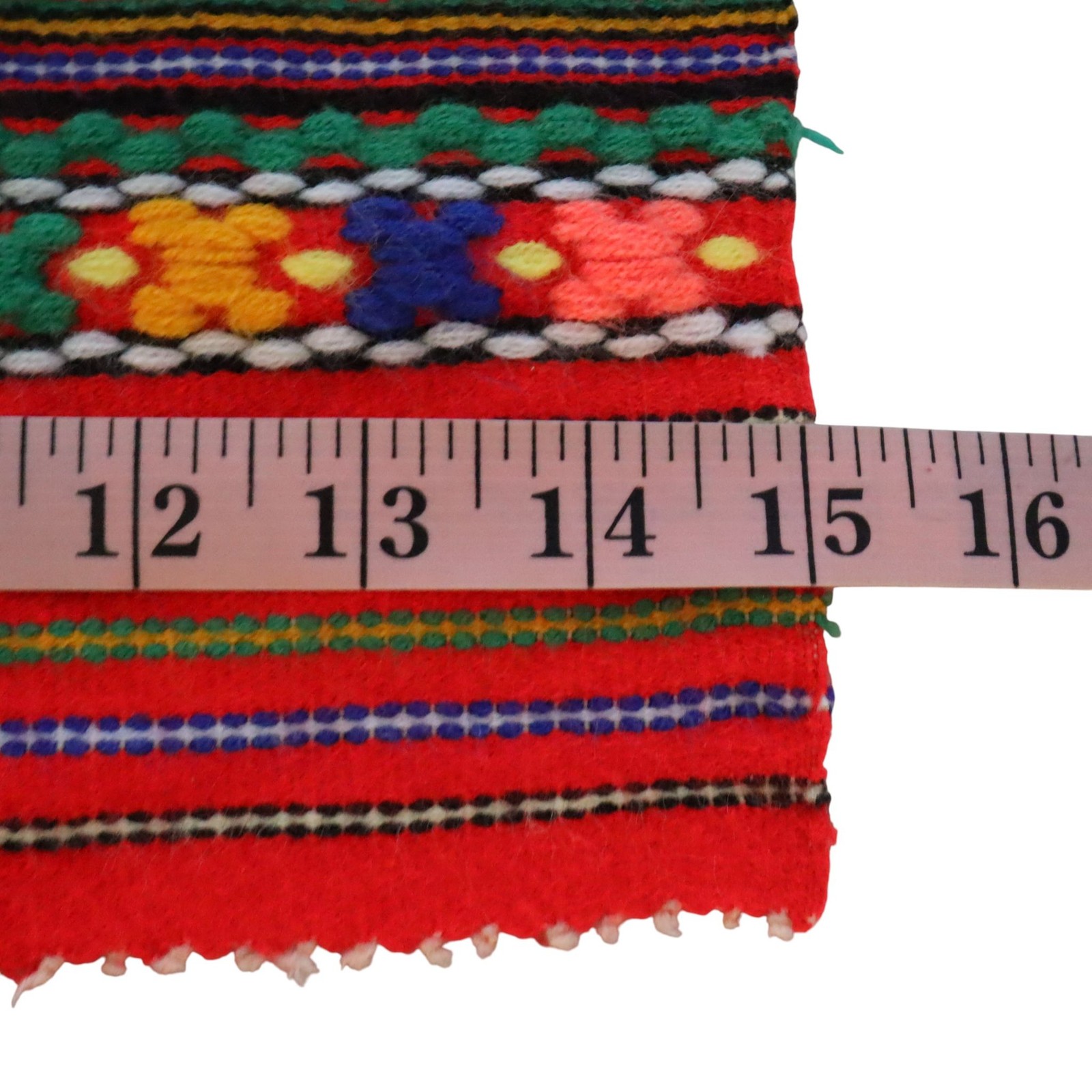 Vintage Wool Runner Rug Turkey Kilim Red Striped Tribal Folk Art Decor 36×15