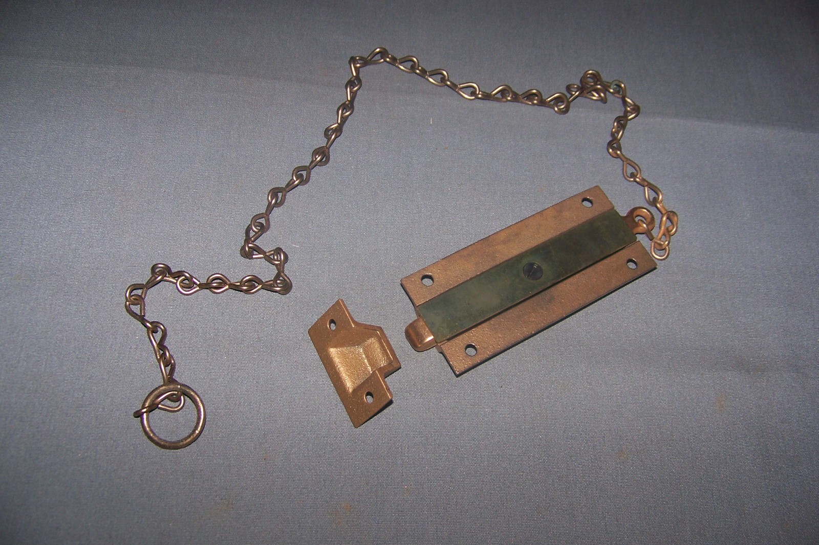 Vintage, Unused, Spring Loaded, Chain Door Bolt – See Description